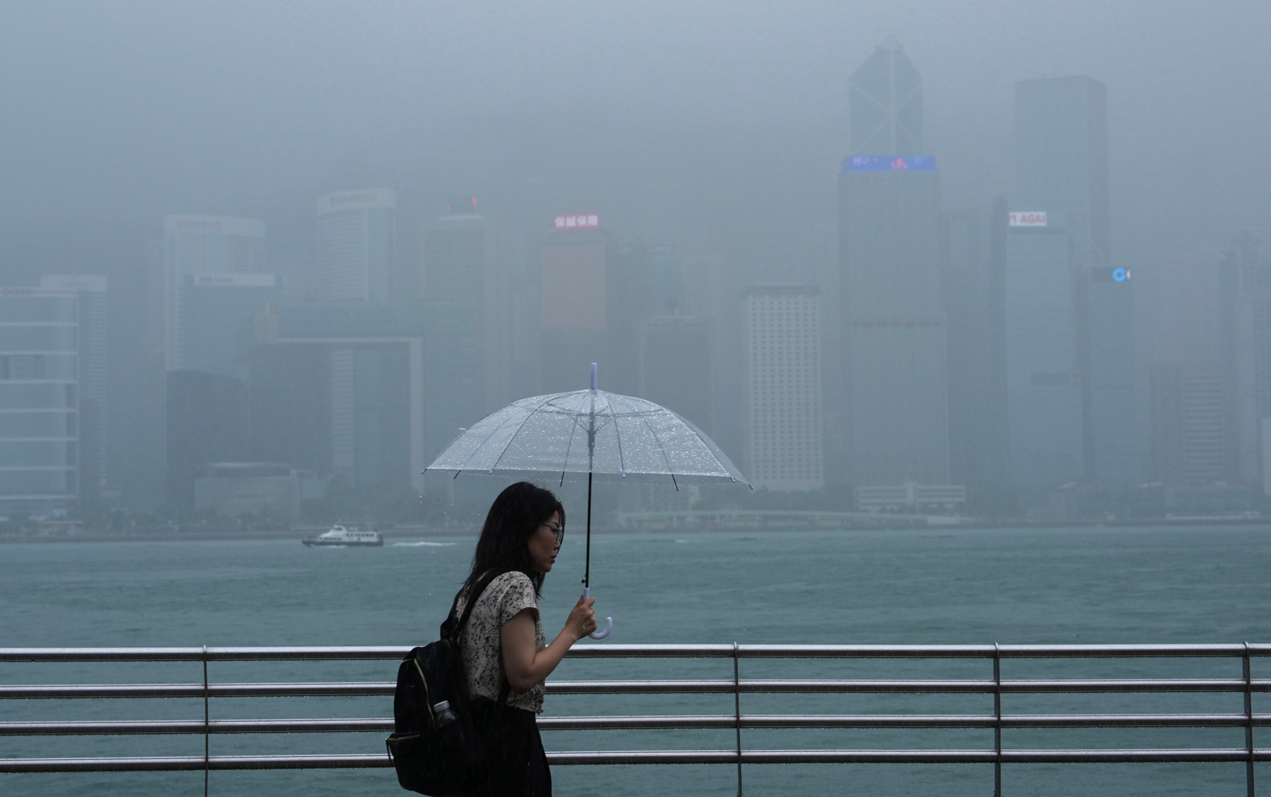 Rainy weather over Victoria Harbour and the Tsim Sha Tsui waterfront earlier this week. Photo: Sam Tsang