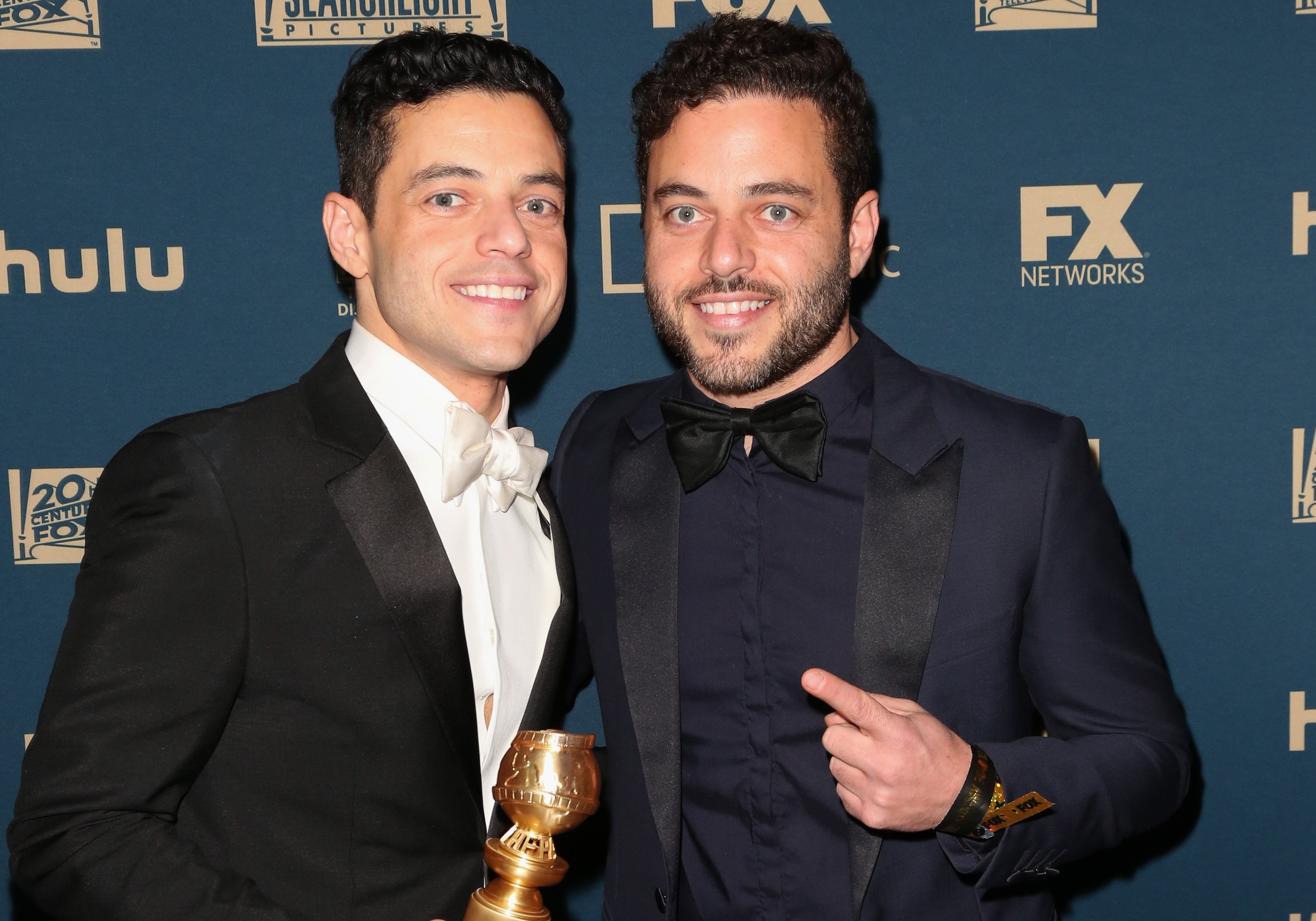 Rami Malek (left) and his twin brother Sami Malek at the 2019 Golden Globe Awards in Beverly Hills, California. Photo: FilmMagic
