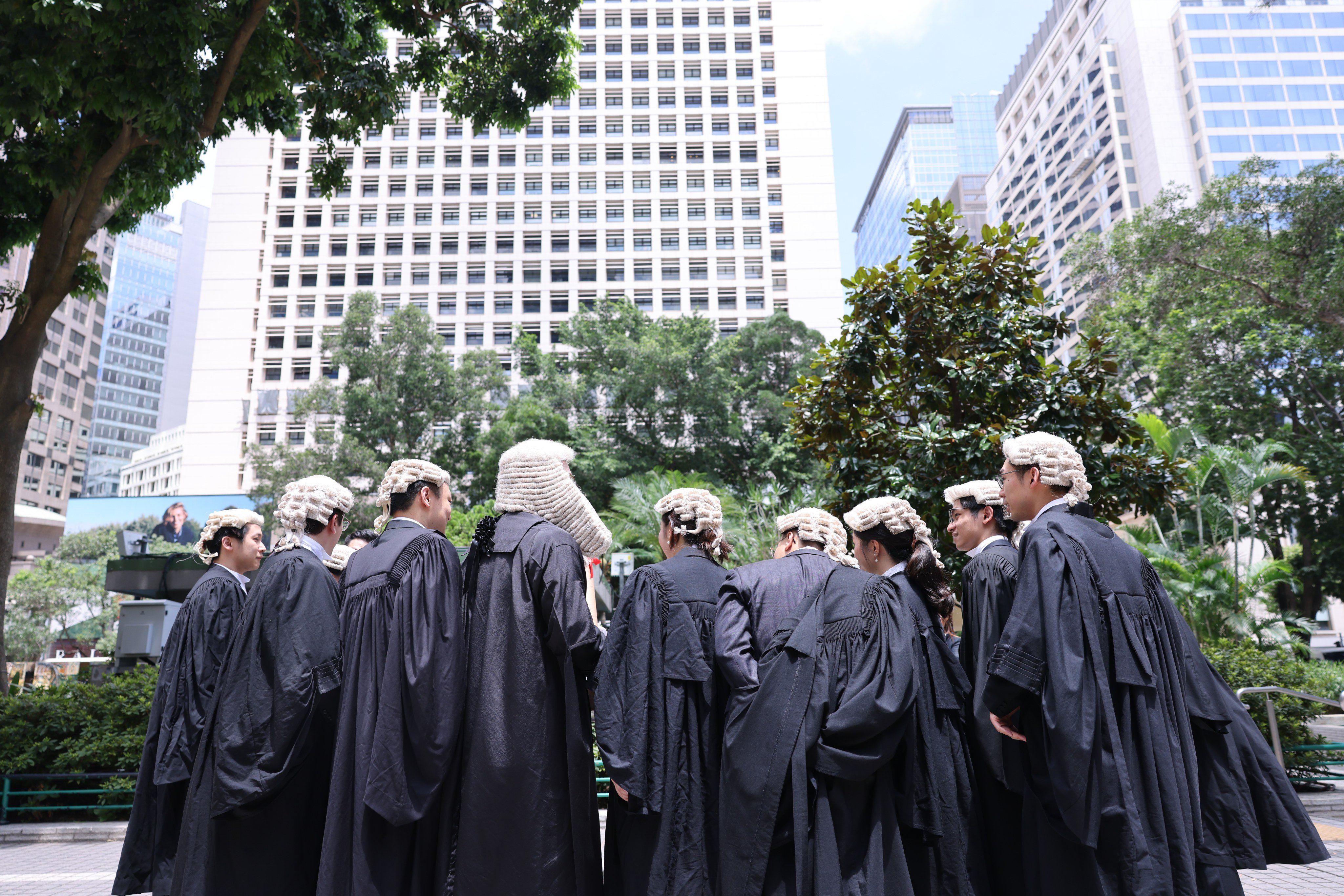Legal professionals gather after the senior counsel admission ceremony at the Court of Final Appeal building in Central in 2025. Photo: Nora Tam
