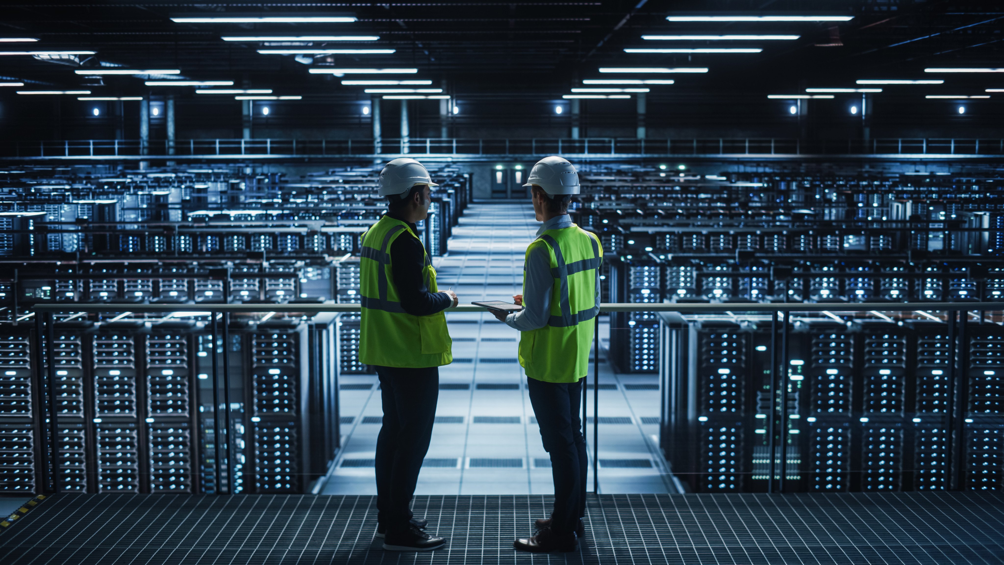 Workers are seen at a data centre. Photo: Shutterstock