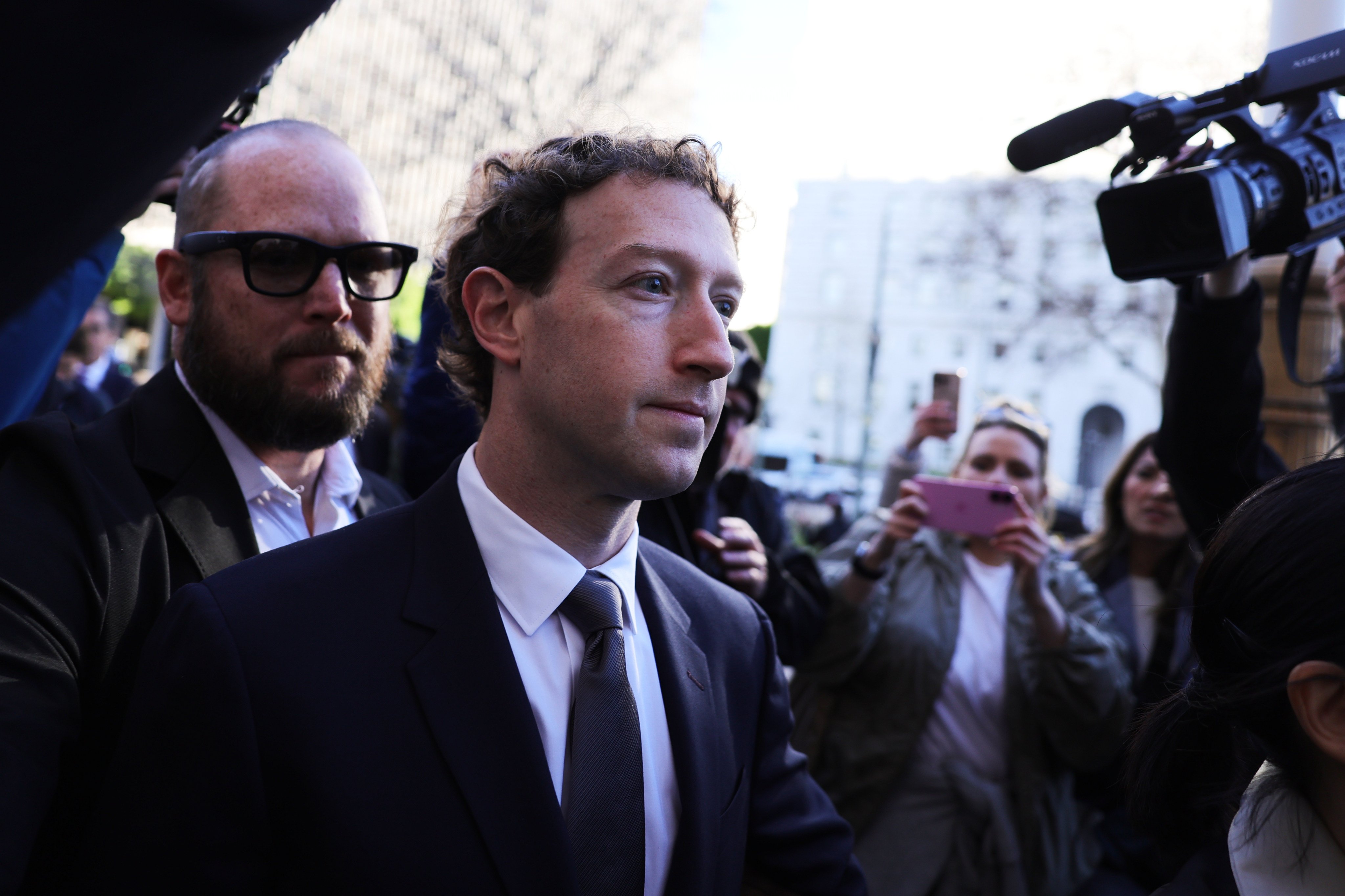 Meta CEO Mark Zuckerberg arrives for a trial in Los Angeles in February over whether social media platforms deliberately addict and harm children. Photo: AP