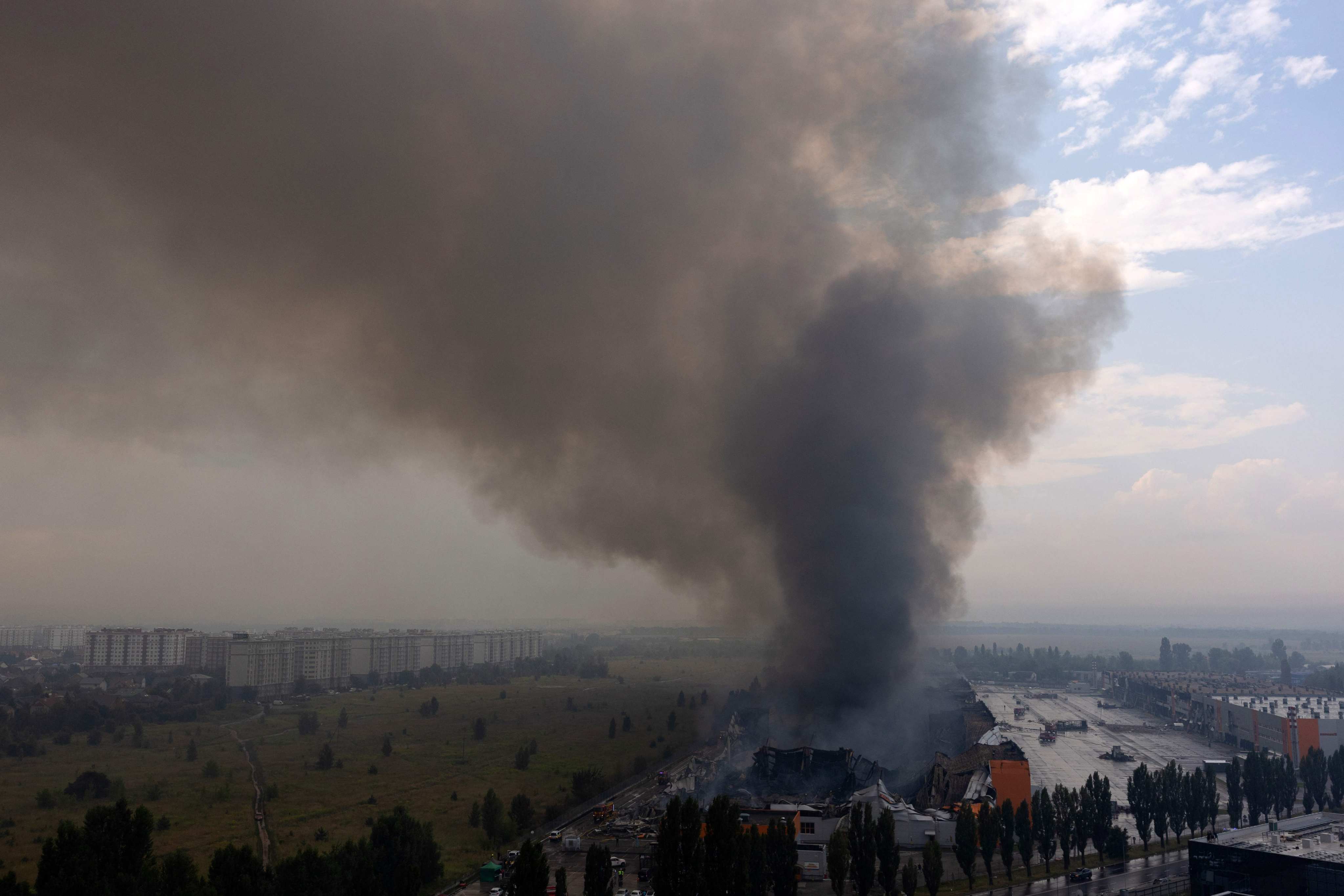 The aftermath of massive Russian ballistic missile and drone strikes in Kyiv on Wednesday. Photo: AFP