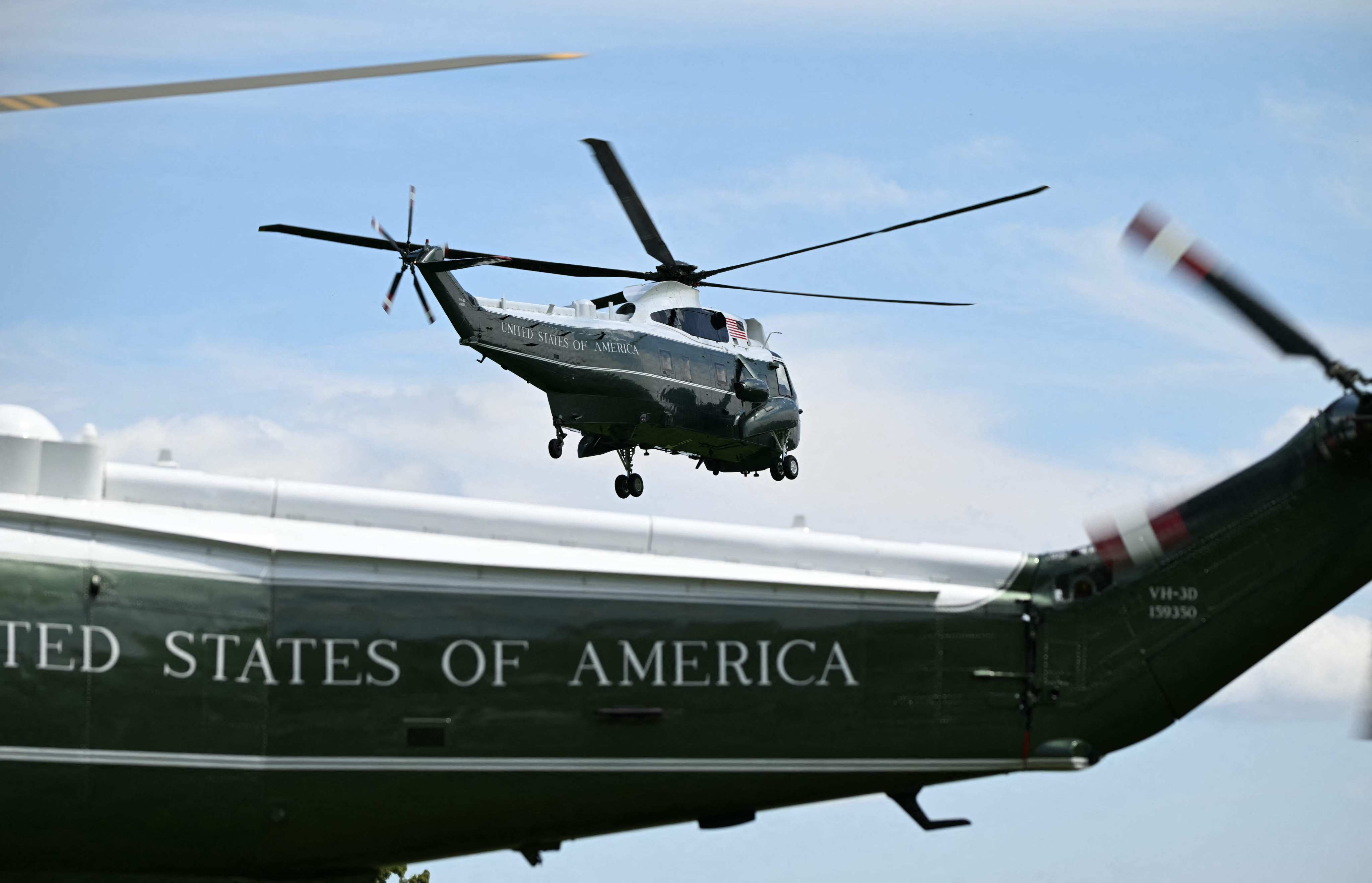 Marine One with US President Donald Trump on board departing the White House on Tuesday. Photo: AFP