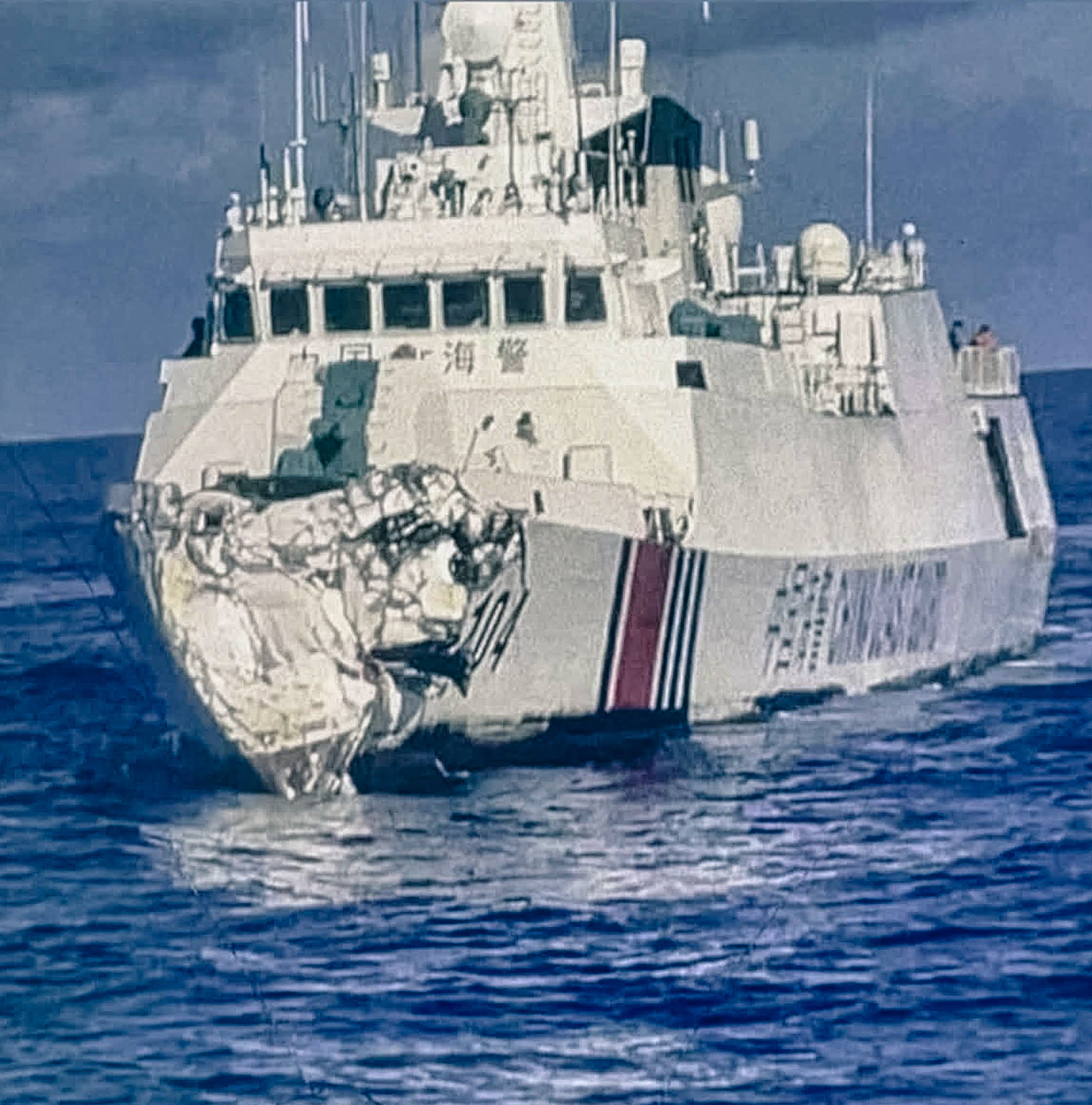 One of the China Coast Guard vessels damaged in the crash near Scarborough Shoal last year, according to Philippine authorities. Photo: Handout
