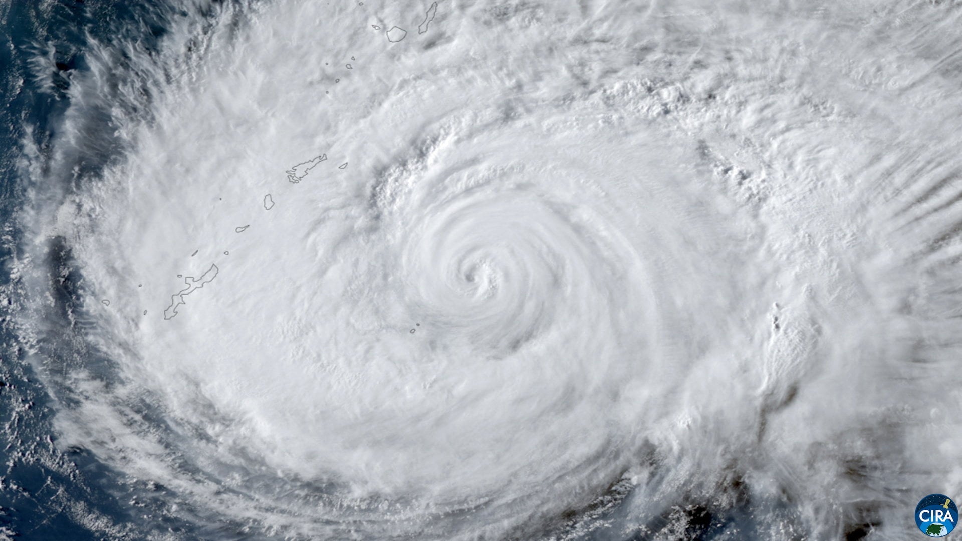 A satellite image shows Typhoon Dolphin approaching Japan’s Okinawa on August 6, 2026. By Friday morning, it was about 820km from China’s east coast. Photo: CSU/CIRA & JMA/JAXA/Reuters