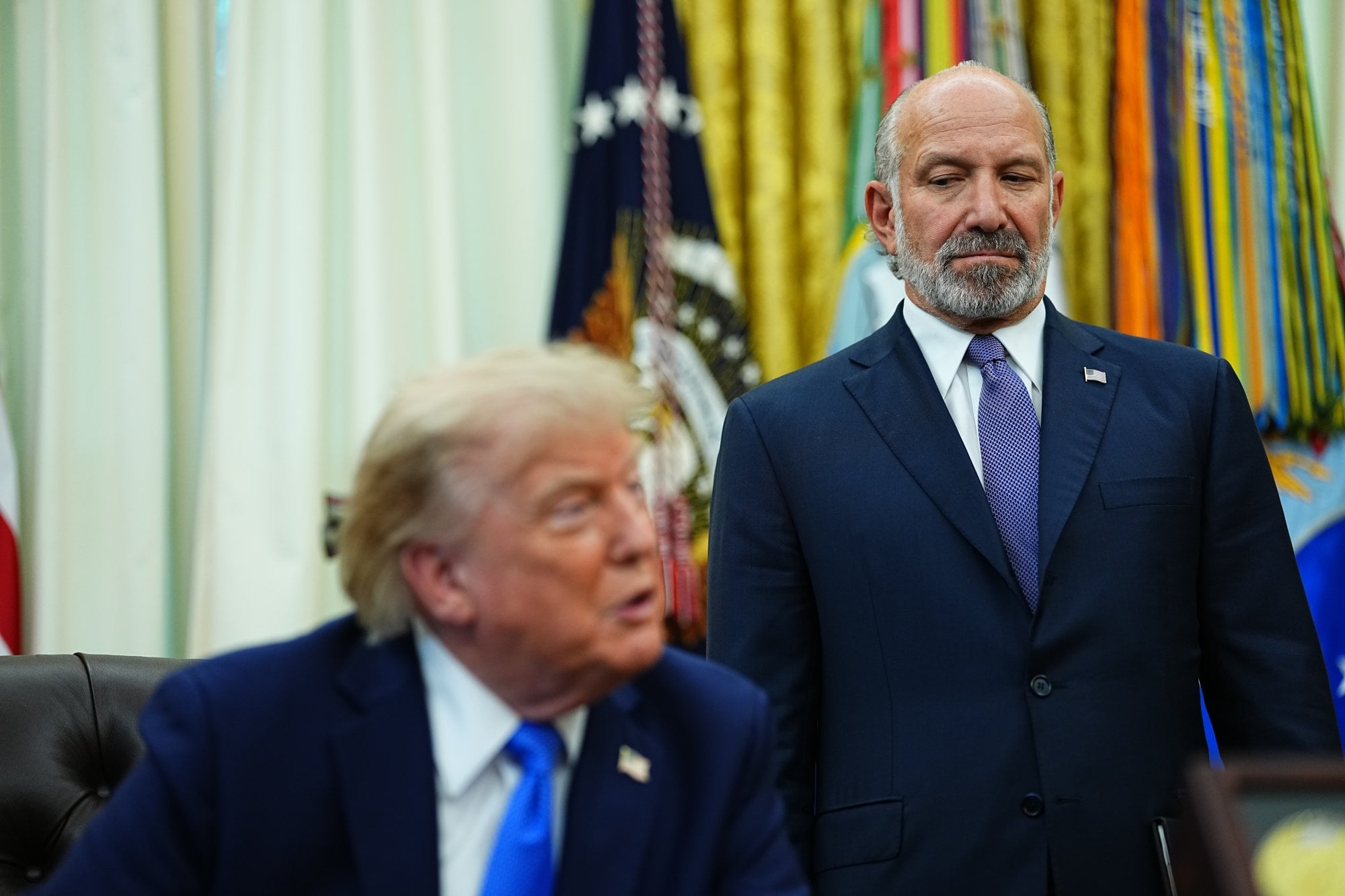 US President Donald Trump (left) and Commerce Secretary Howard Lutnick at the White House on Thursday. Photo: EPA-EFE US President Donald Trump (left) and Commerce Secretary Howard Lutnick at the White House on Thursday. Photo: EPA-EFE