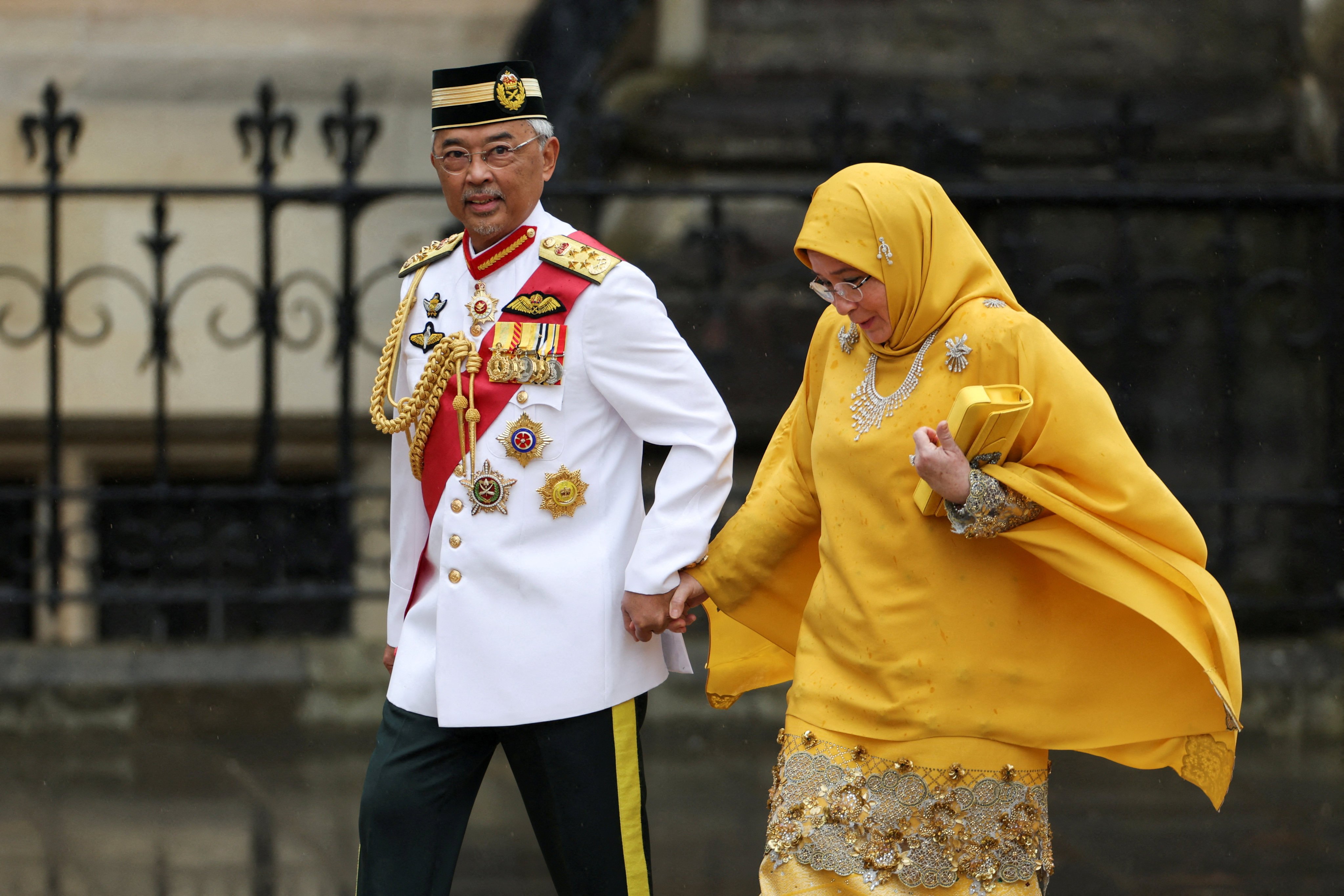 Malaysia’s King Sultan Abdullah Sultan Ahmad Shah and Queen Tunku Azizah Aminah Maimunah Iskandariah at Westminster Abbey in London, Britain, in May 2023. Photo: Reuters