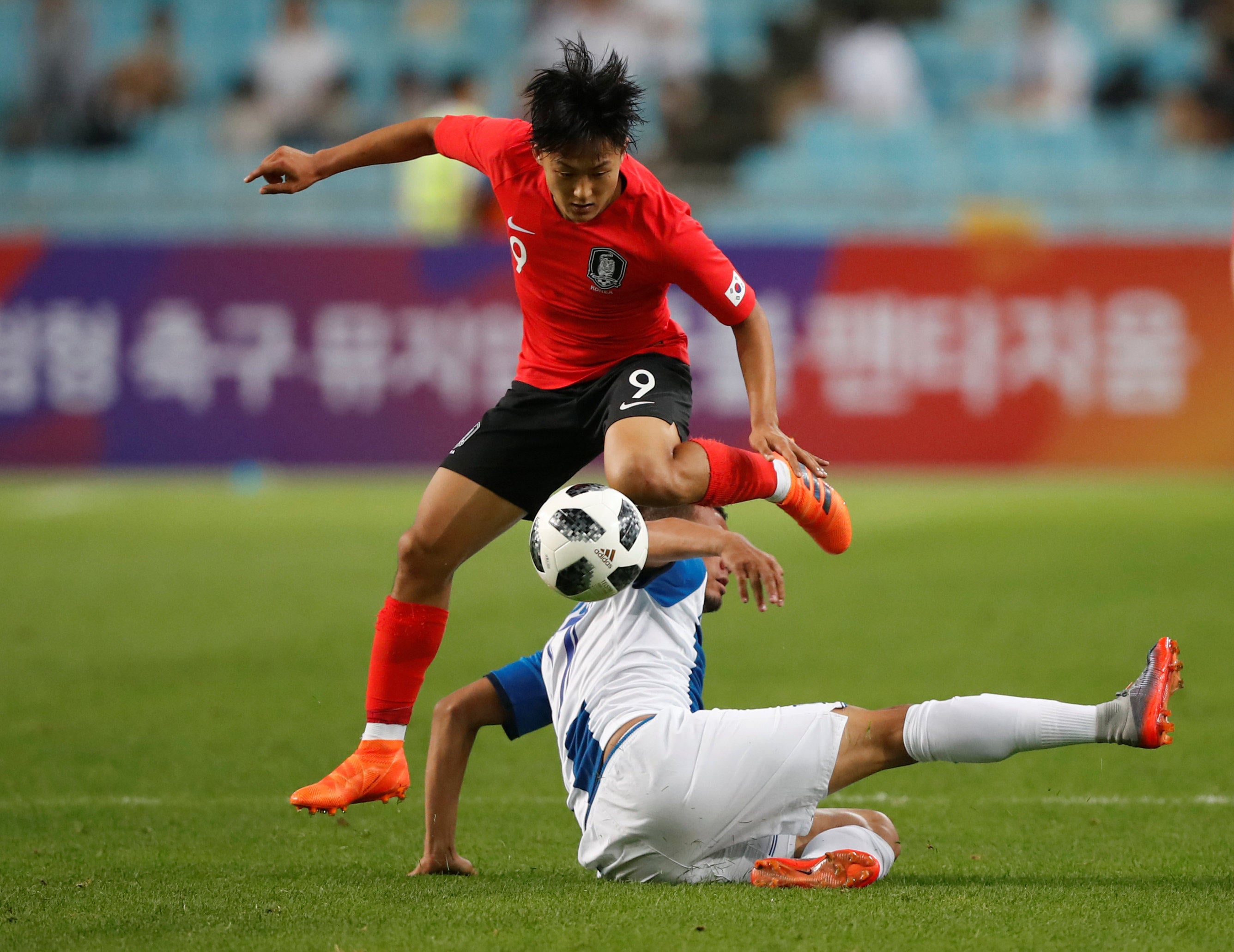 A football friendly match between South Korea and Honduras in Daegu stadium in 2018. Photo: Reuters