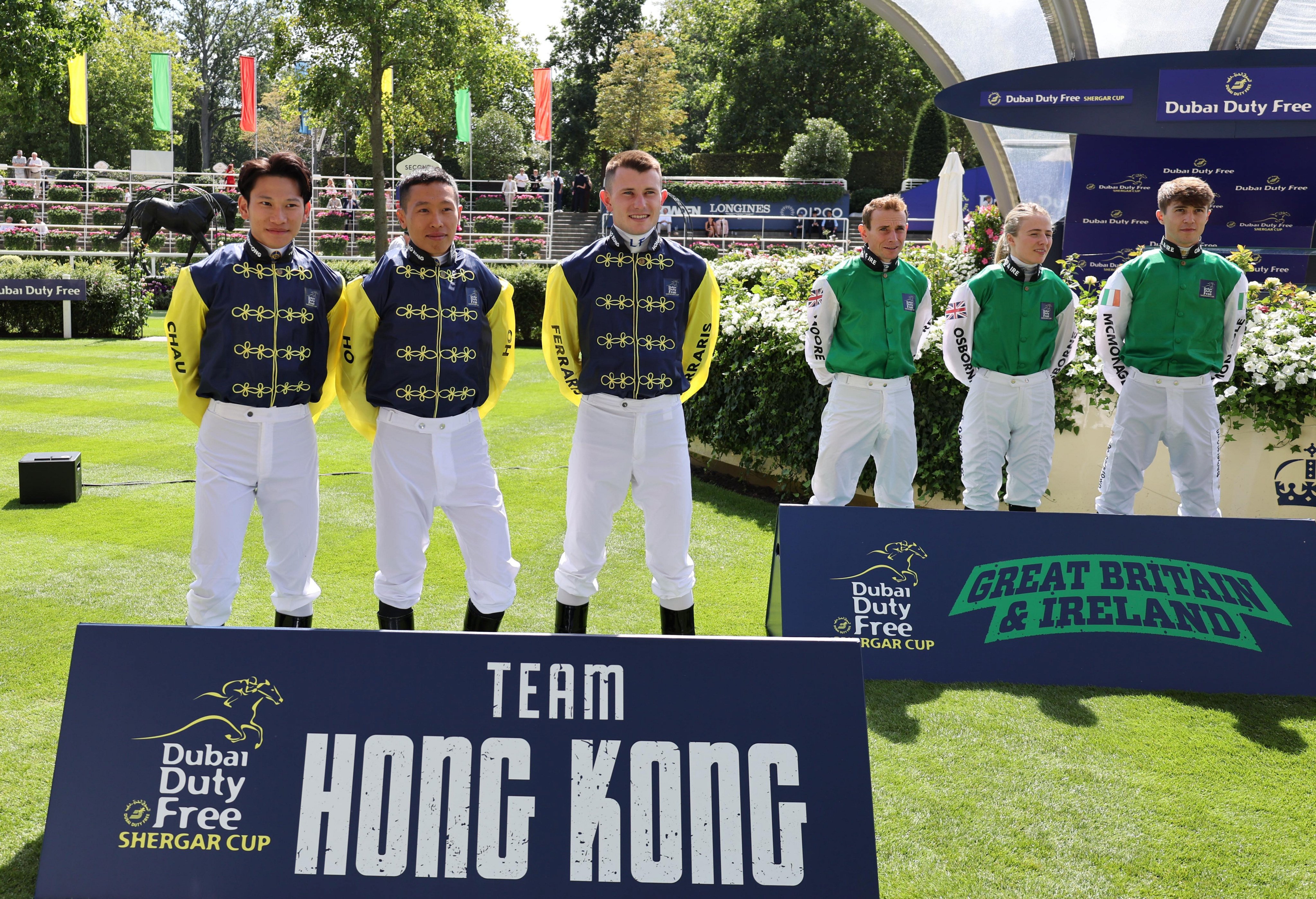 Jerry Chau, Vincent Ho and Luke Ferraris (left to right) pose at Ascot. Photo: Handout