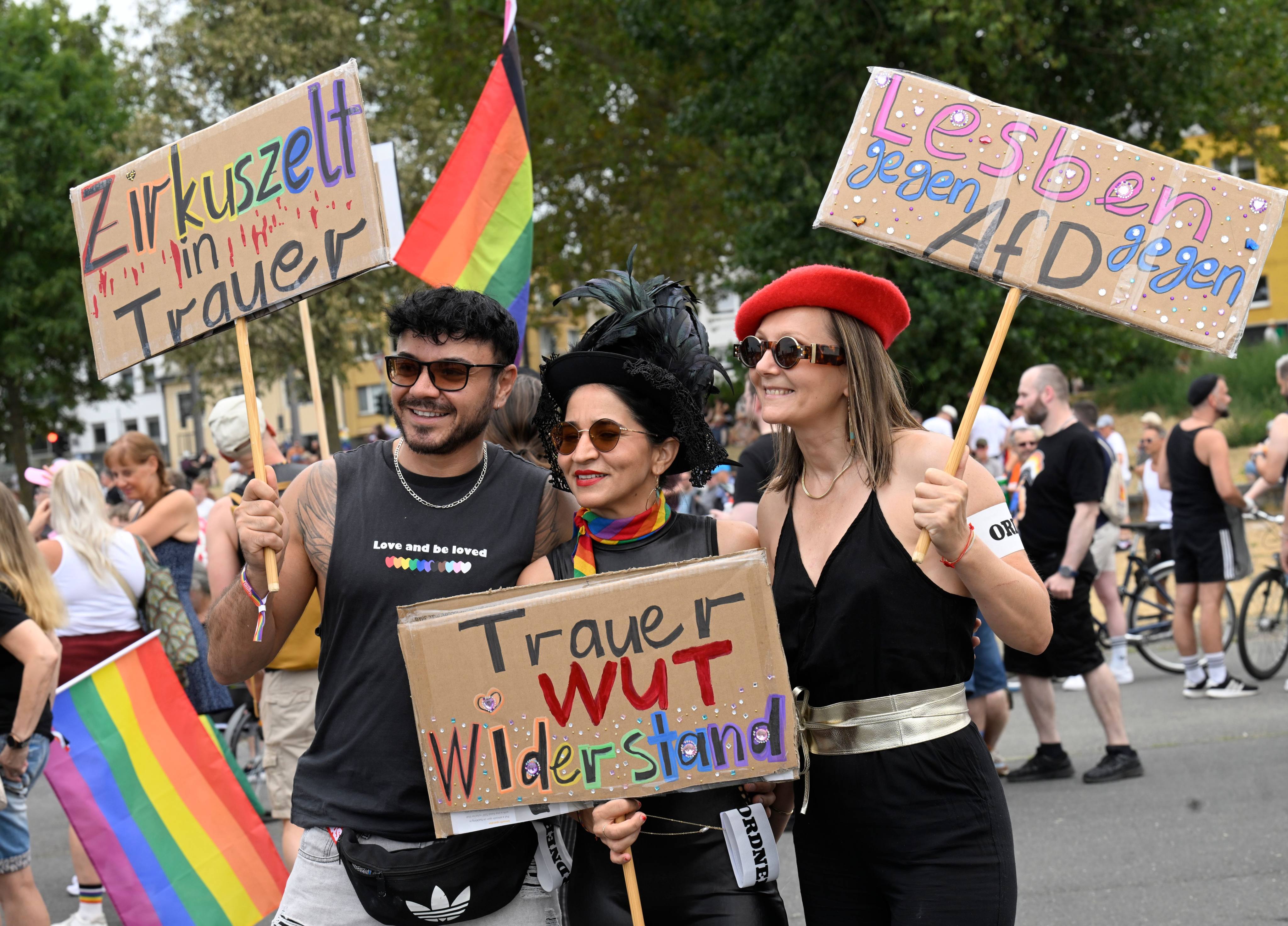 People take part in the solidarity march, held under the slogan “Cologne Shows Solidarity, Cologne Takes a Stand”, in Cologne, Germany on Sunday. Photo: dpa