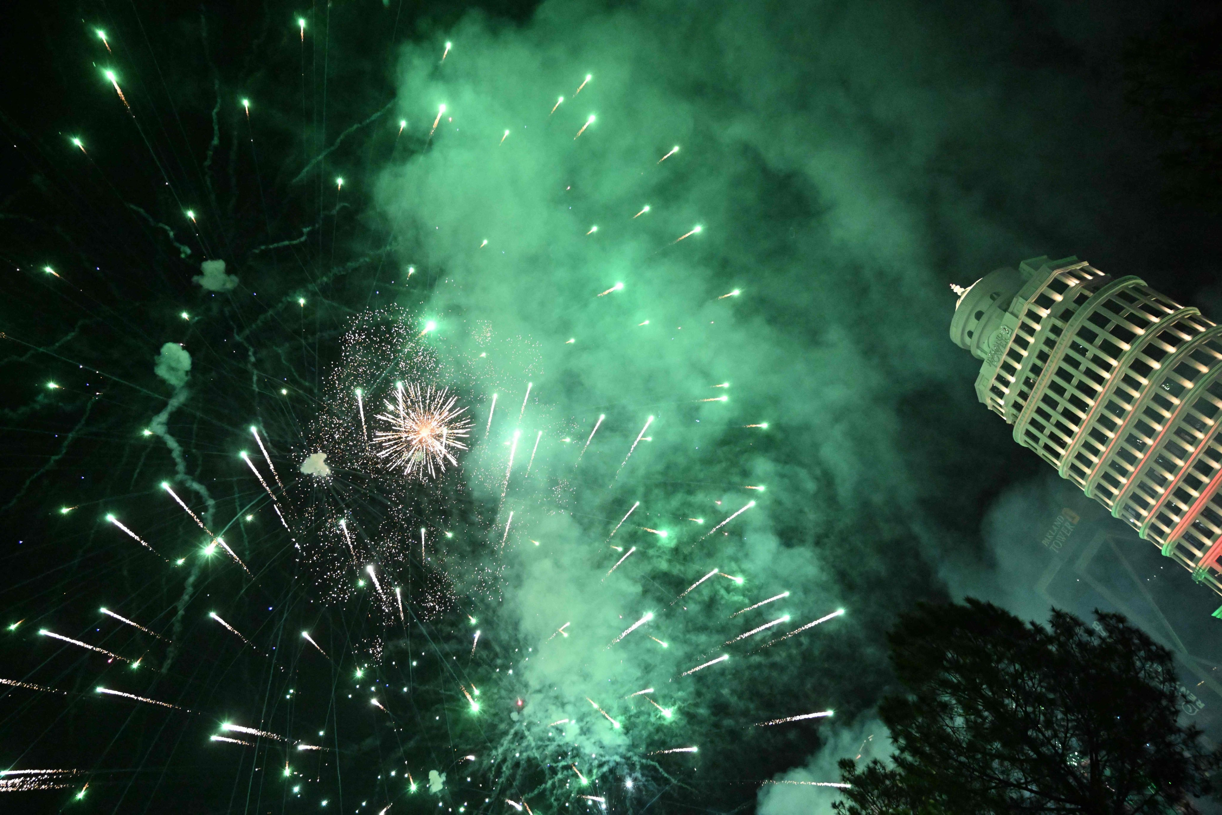 Fireworks explode over Islamabad on Sunday as part of celebrations to mark the signing of a trilateral defence agreement between Saudi Arabia, Pakistan and Turkey. Photo: AFP