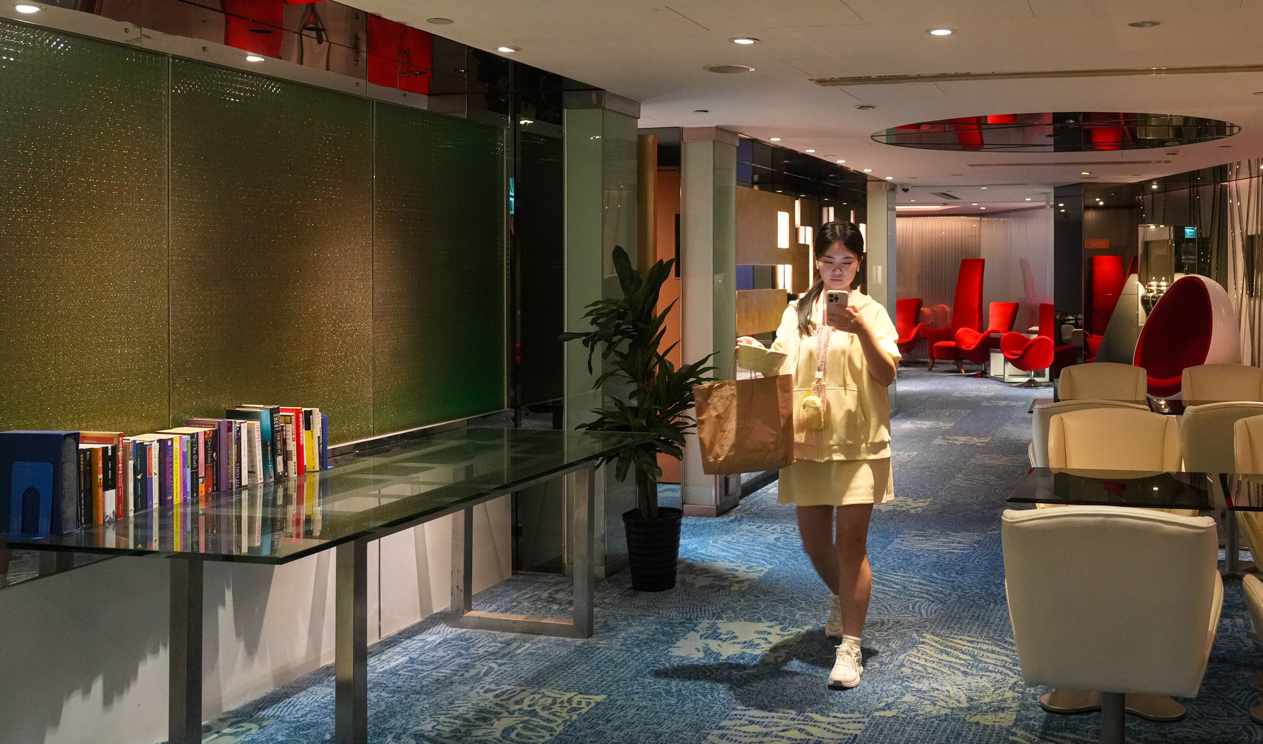 The communal lounge at YOT Hub, located in the Regal Oriental Hotel, in Kowloon City. The youth hostel features 80 rooms for Hong Kong permanent residents aged 18 to 31. Photo: Sam Tsang