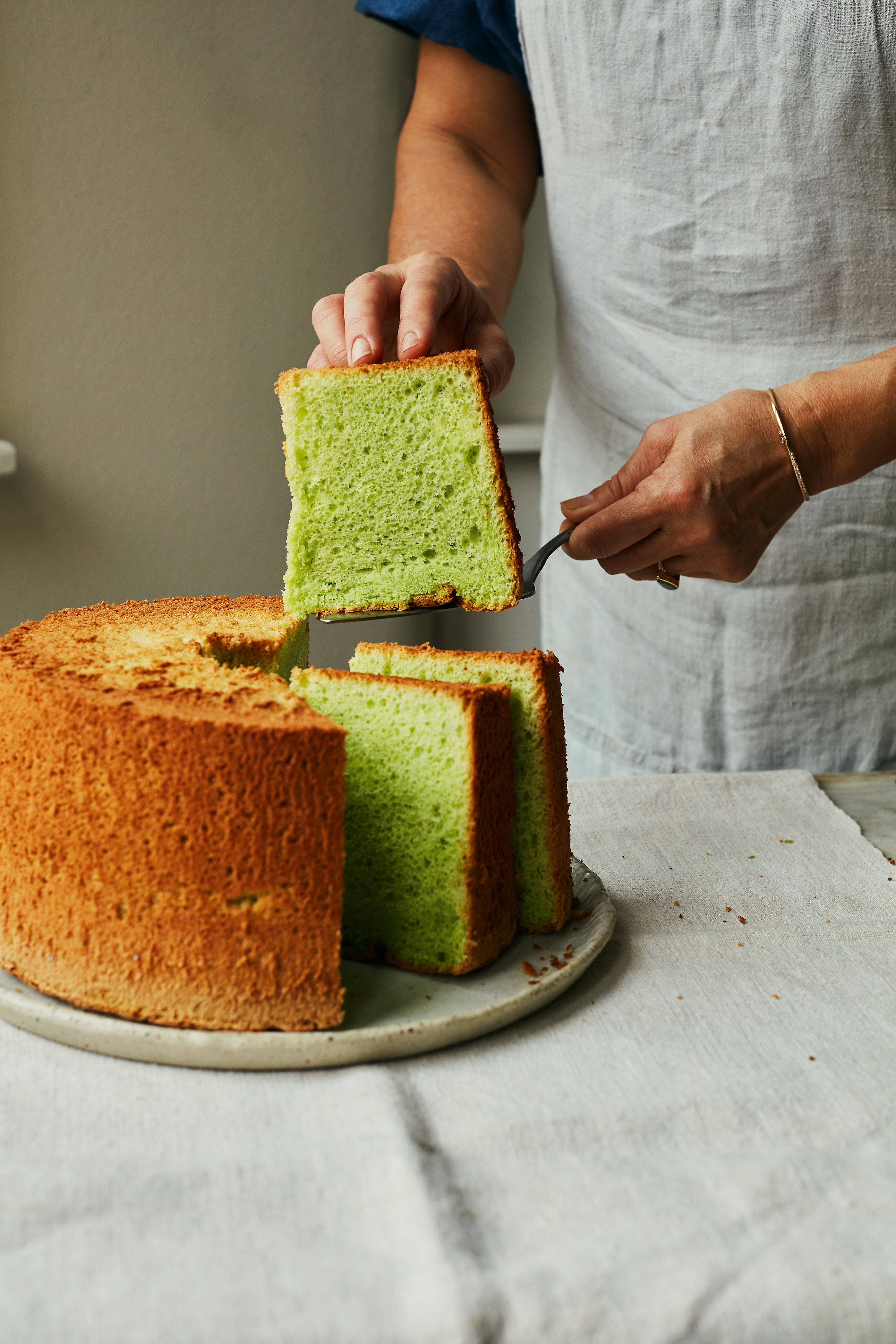 Baker and psychologst Helen Goh’s pandan chiffon cake infuses flavour memories from her Malaysian upbringing. Photo: John Davis