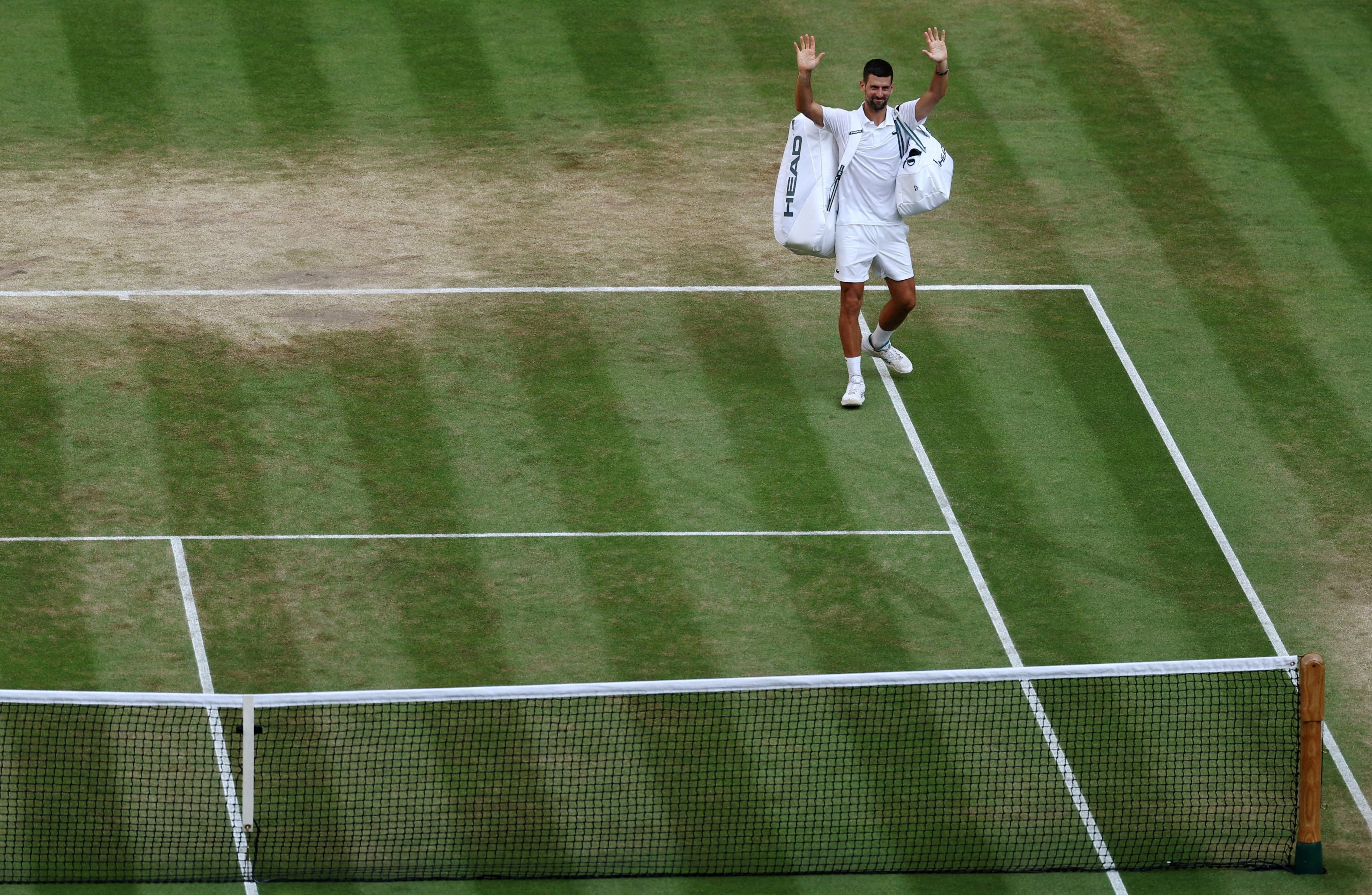 Novak Djokovic waves to spectators after losing his Wimbledon men’s semi-final against Jannik Sinner. Both have opted to skip the Canadian Open. Photo: Reuters