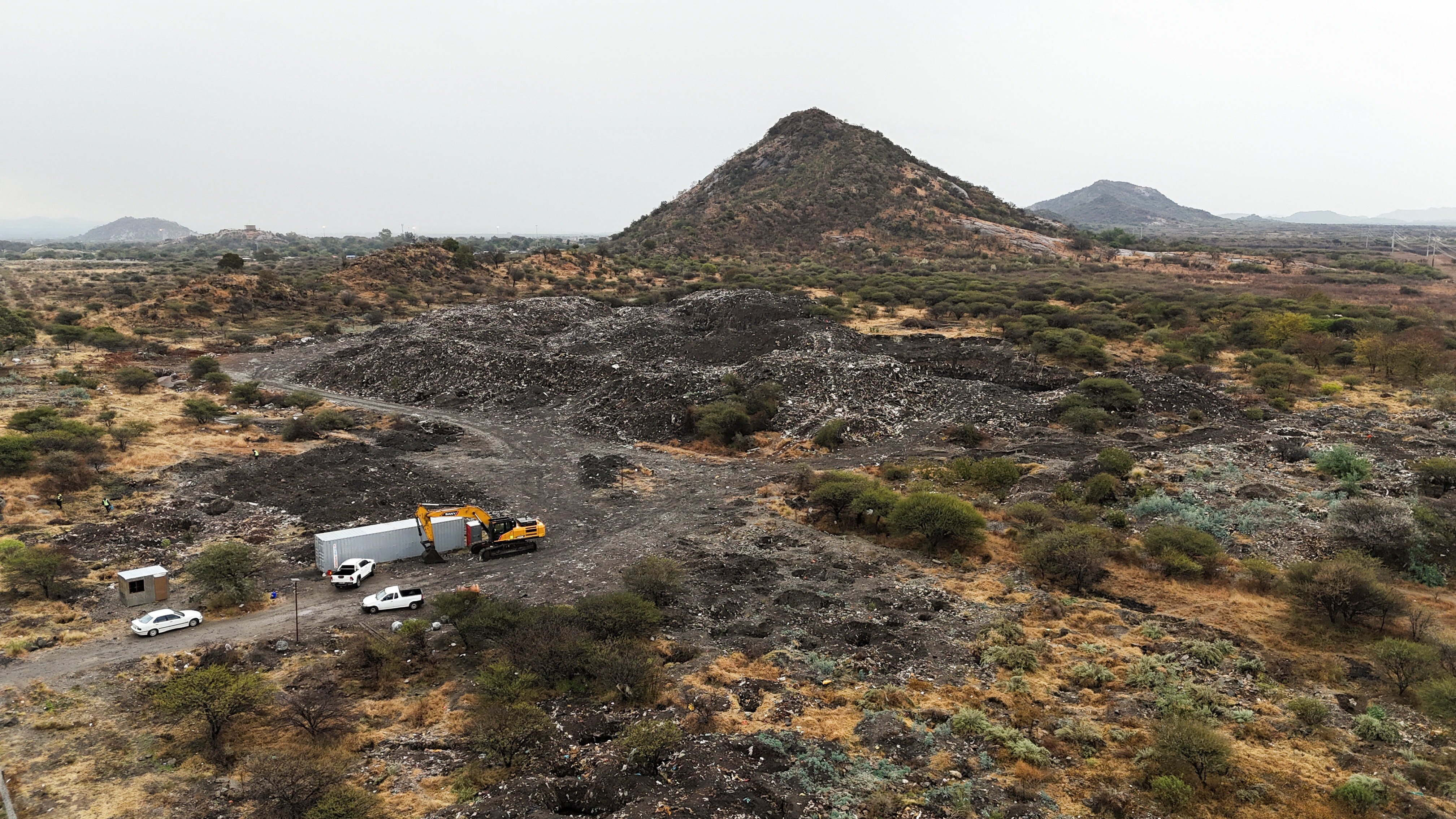 A drone view shows part of the disused mine where South African police say 14 illegal miners died and scores of others were injured on Monday. Photo: Reuters