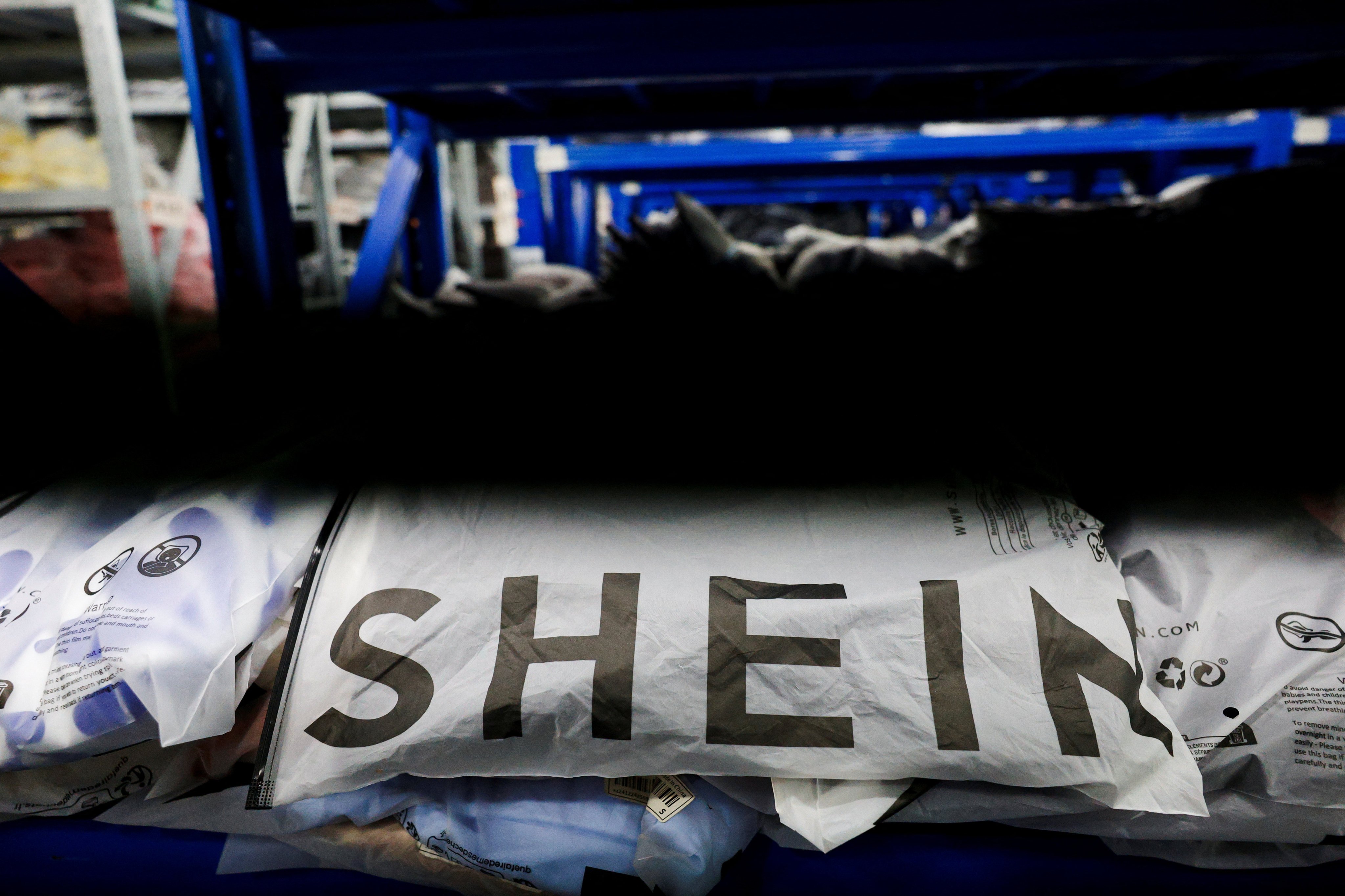 Packs of clothing for Shein are displayed at a garment factory in Guangzhou, in southern China’s Guangdong province, on July 2. Photo: Reuters