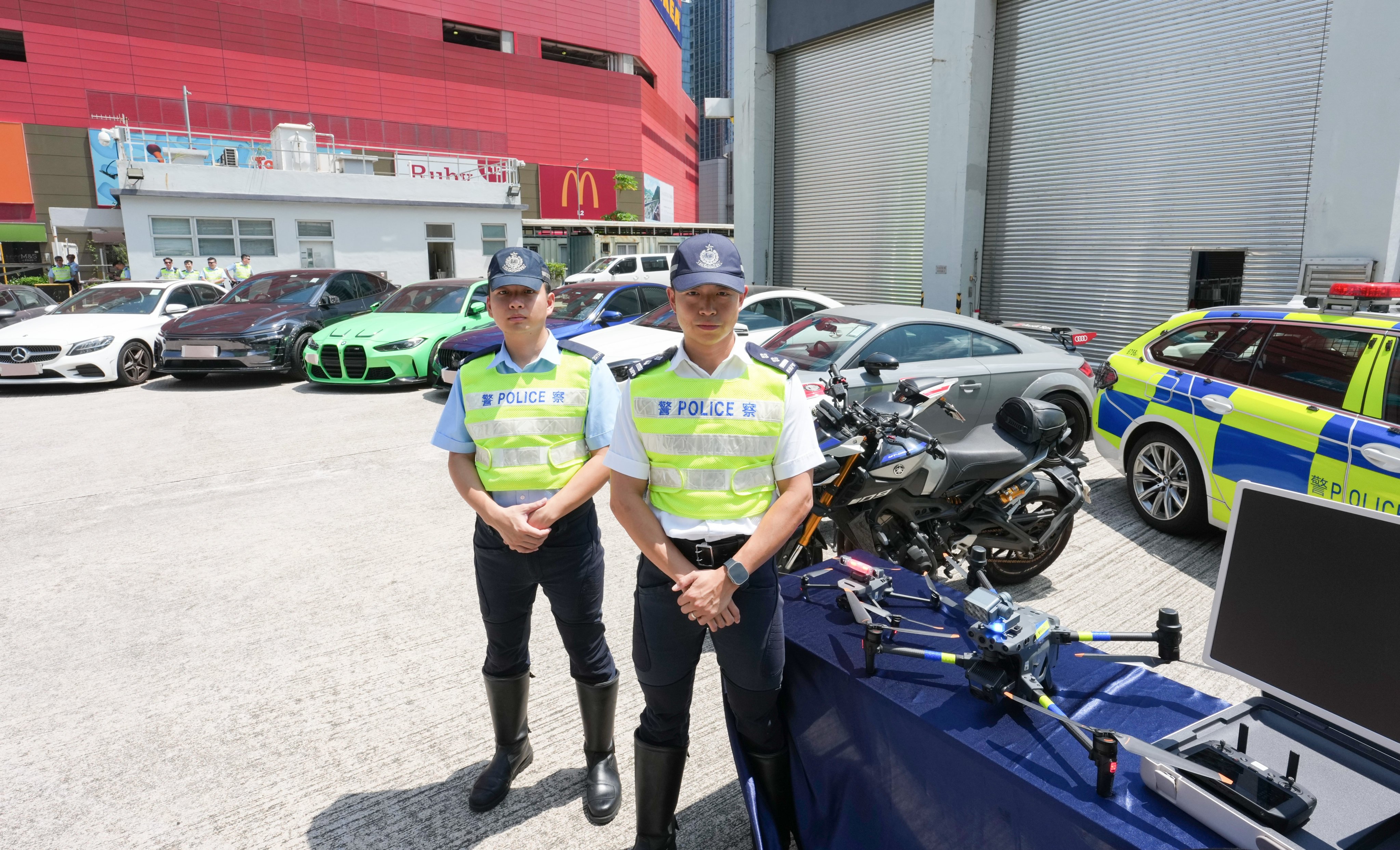 Police display one of the drones used in their crackdown against illegal racing on the Kwun Tong Bypass in early August. Photo: Jelly Tse