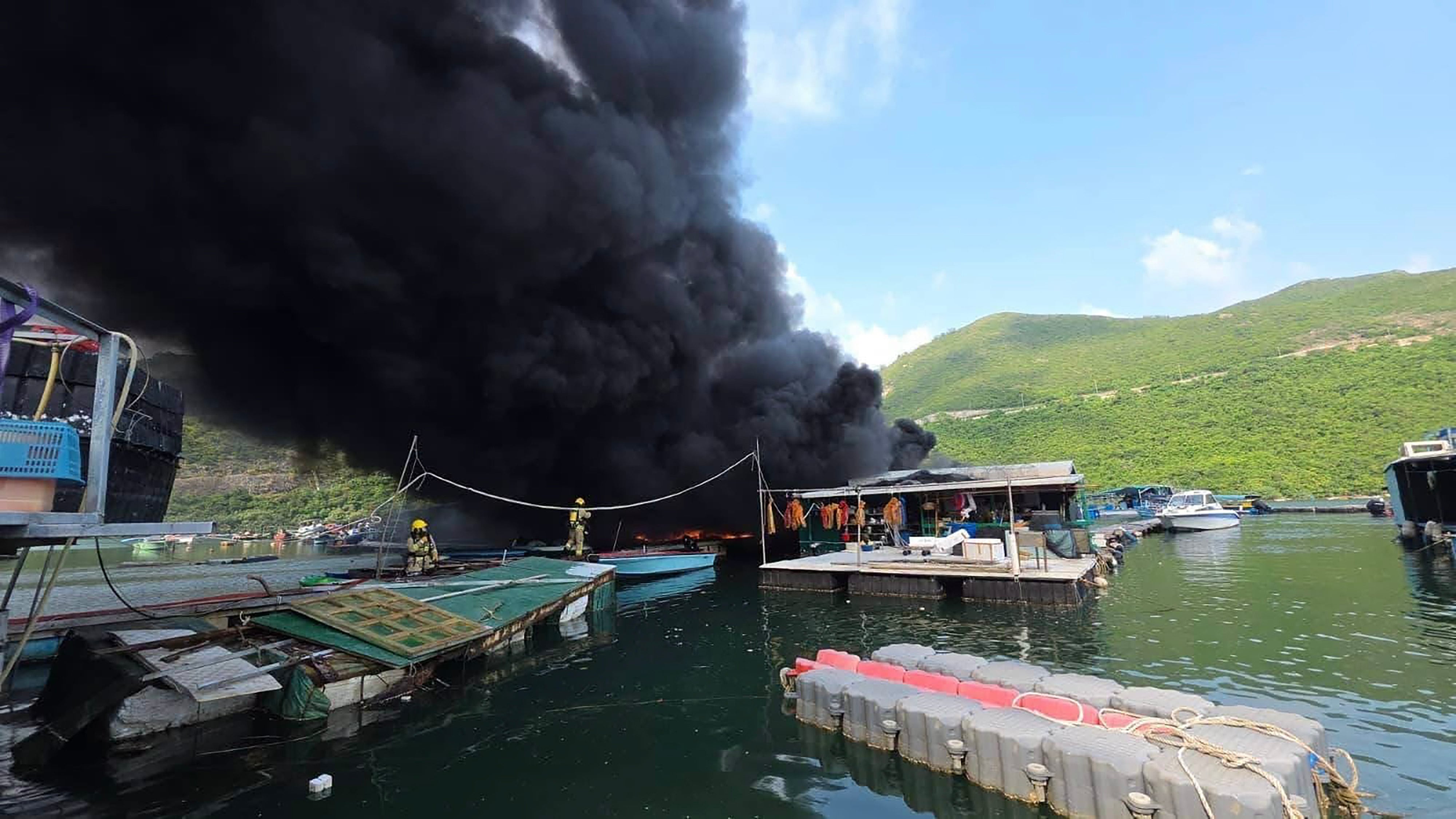 Black smoke rises from the scene of the fire. Photo: Handout