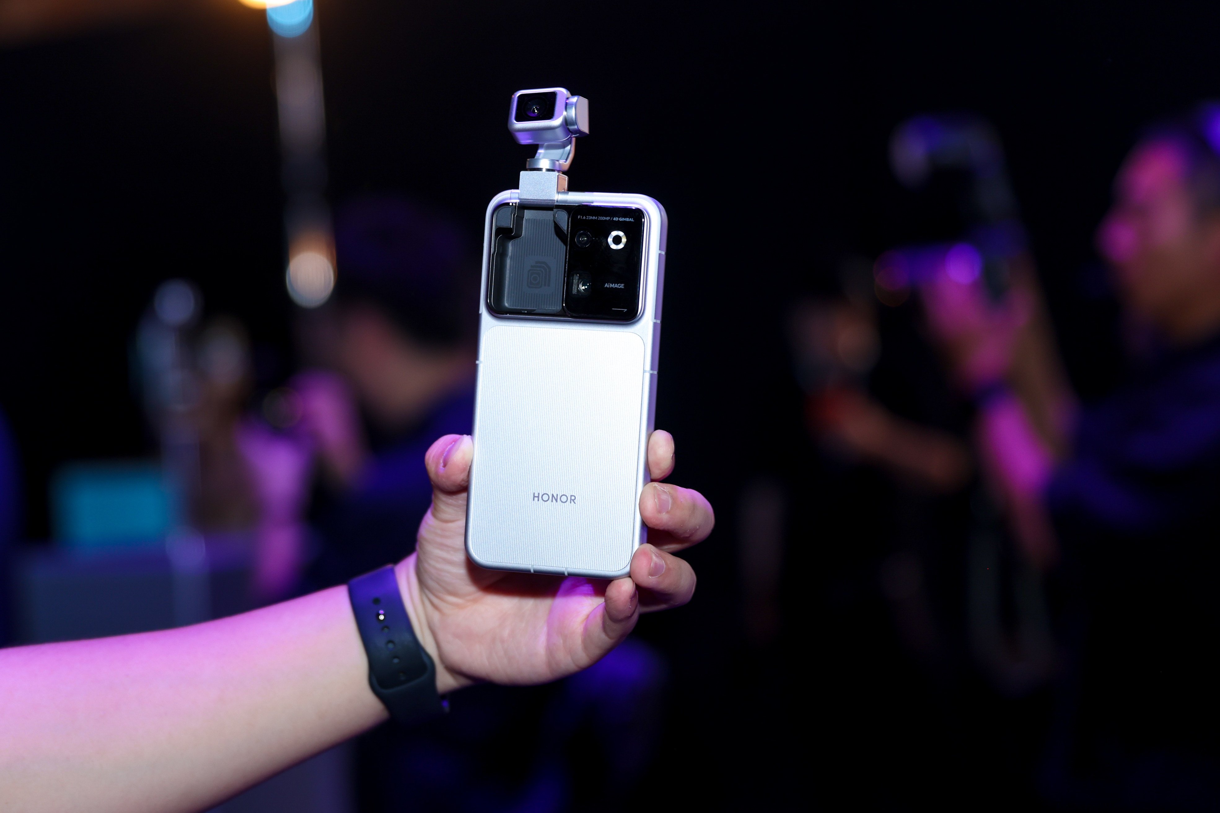 Chinese smartphone maker Honor has launched the Robot Phone, a handset with a motorised, fold-out gimbal camera. Photo: Handout