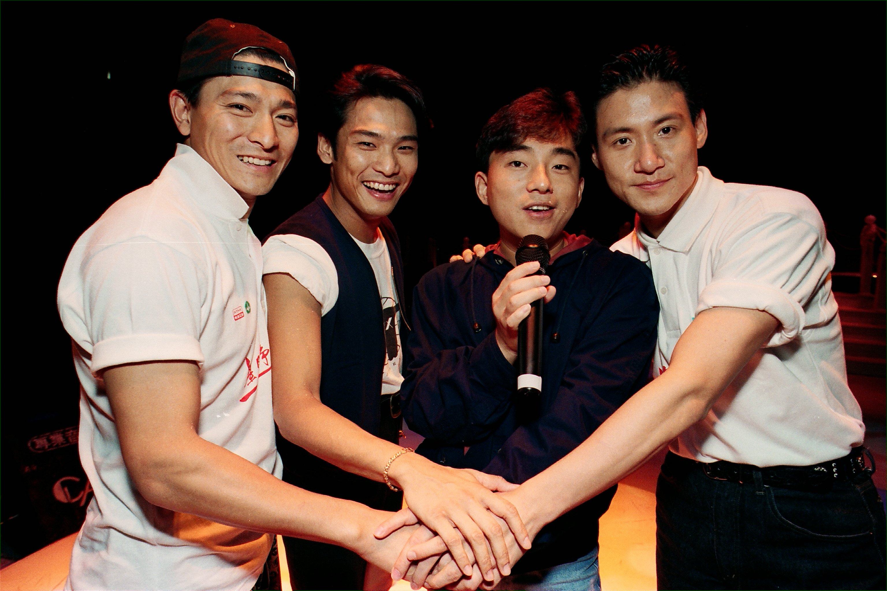 Hong Kong pop singers (from left) Andy Lau, Alex To, Lui Fong and Jacky Cheung pictured in 1992. Photo: SCMP