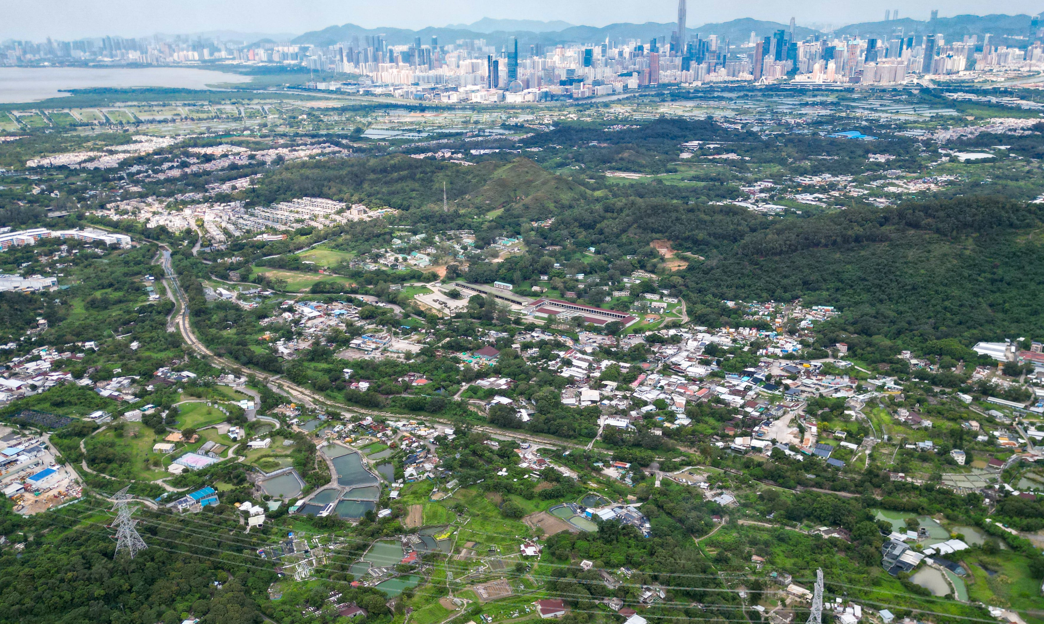 The university town will span from Ngau Tam Mei (pictured), extending eastward to Hung Shui Kiu and the New Territories North, covering a total area of 1,000 hectares, including 300 hectares of campus space. Photo: Dickson Lee