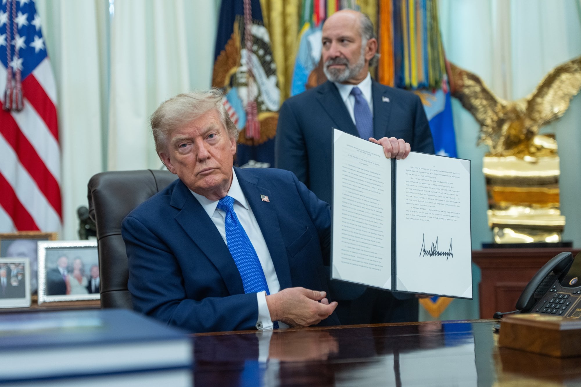 US President Donald Trump displays an executive order on birthright citizenship at the White House in Washington on August 6, 2026. Photo: EPA US President Donald Trump displays an executive order on birthright citizenship at the White House in Washington on August 6, 2026. Photo: EPA