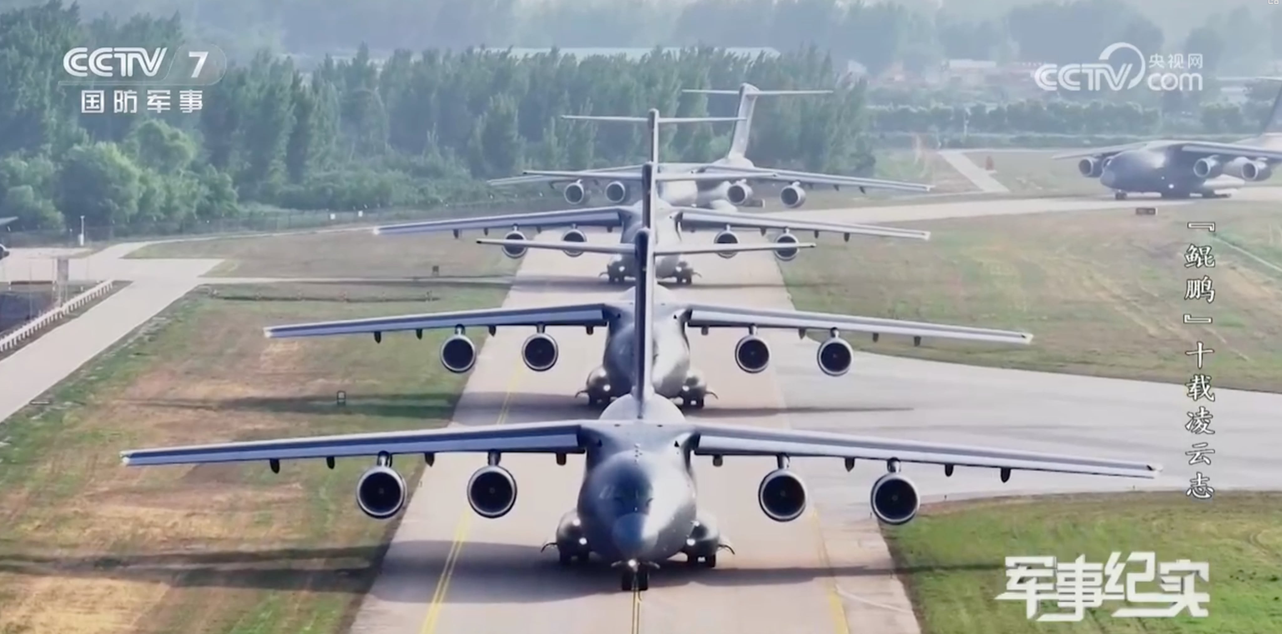 A CCTV programme says the Y-20B can switch between transport and aerial refuelling missions, which observers say has implications for  sorties and other air operations beyond the first island chain. Photo: CCTV