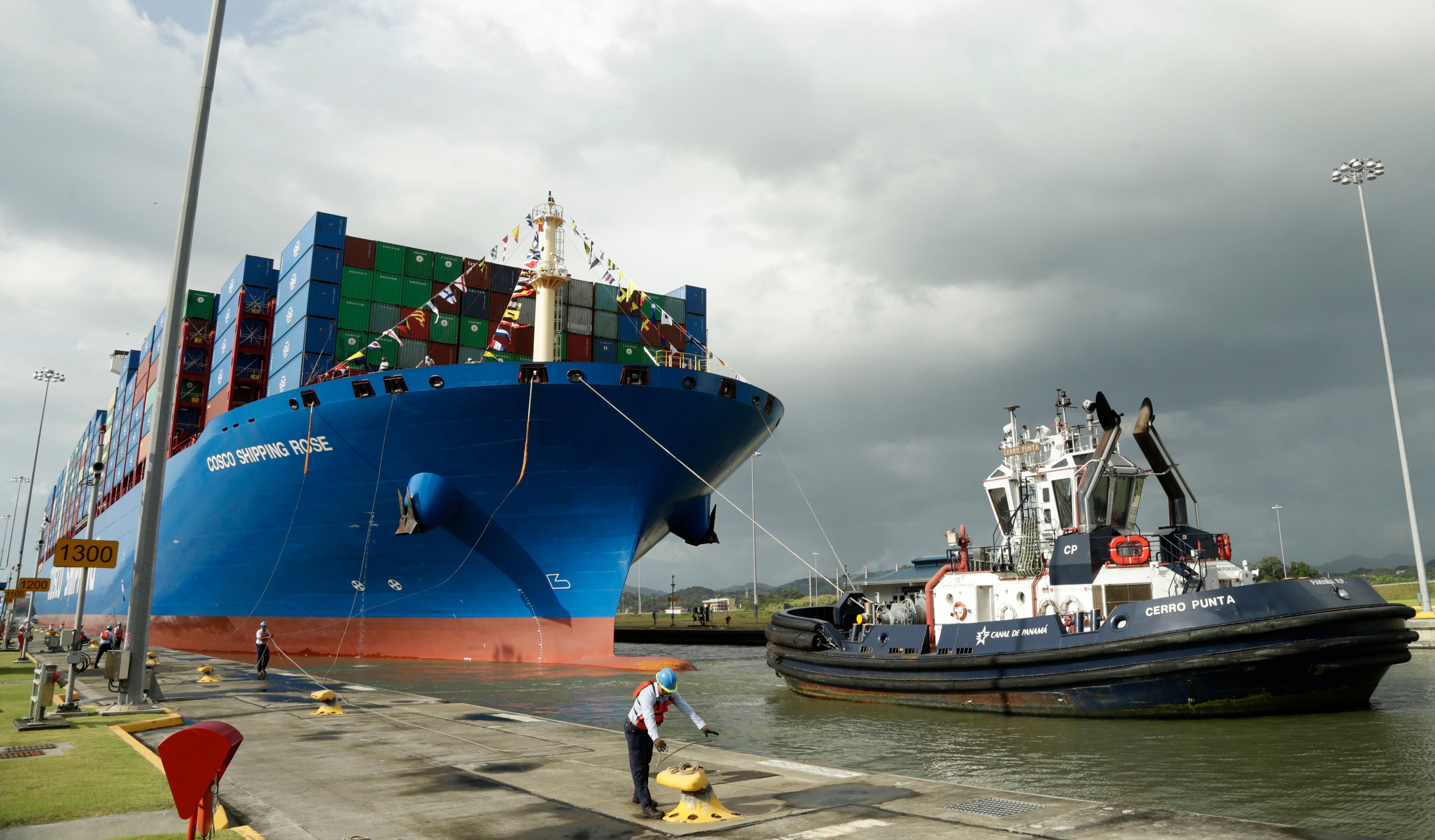Chinese container ship Cosco Shipping Rose docks at the Panama Canal’s Cocoli locks in Panama City. The White House has accused nine Latin American economies of helping Beijing illegally evade US tariffs by rerouting trade through countries with lower US import duties. Photo: AP