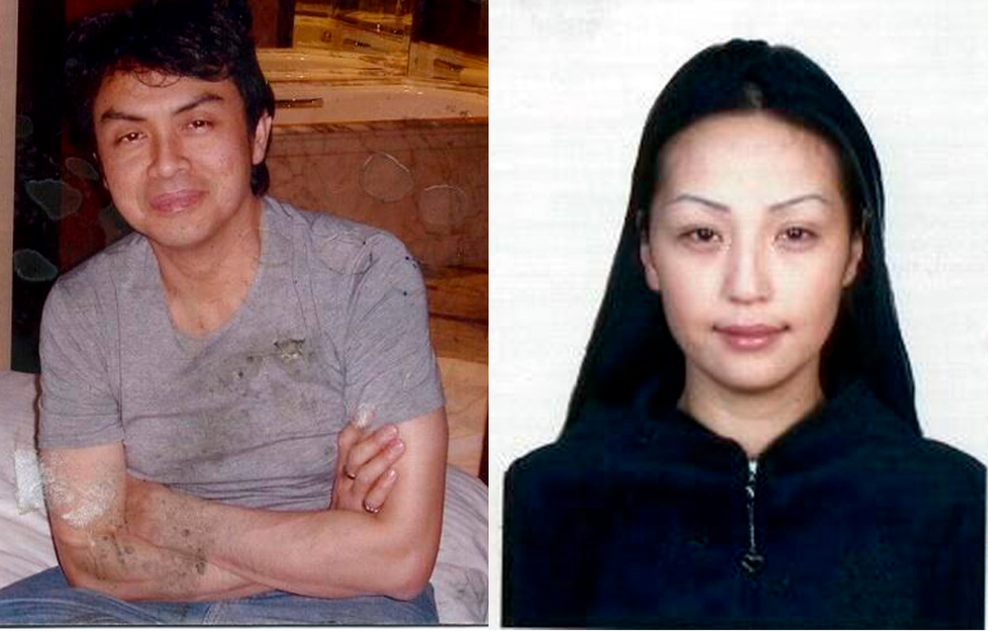An undated passport photograph of Mongolian model Altantuya Shaariibuu is seen beside an undated picture of Malaysian political analyst Abdul Razak Baginda. Photo: AP Photo/Mongolian Consulate