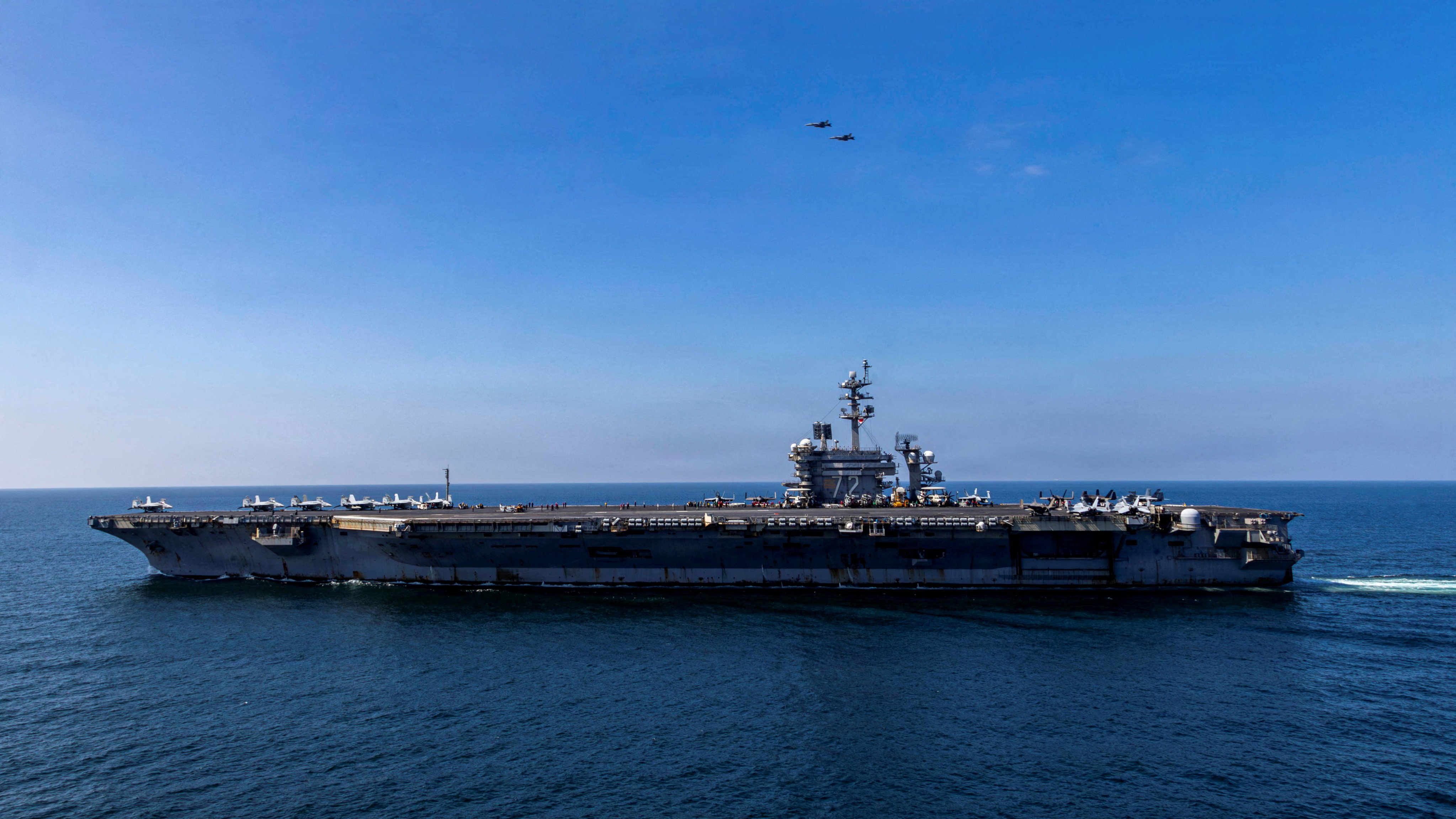 The aircraft carrier USS Abraham Lincoln sails in support of the “Operation Epic Fury” attack on Iran from an undisclosed location on March 3. Photo: US Navy/Reuters