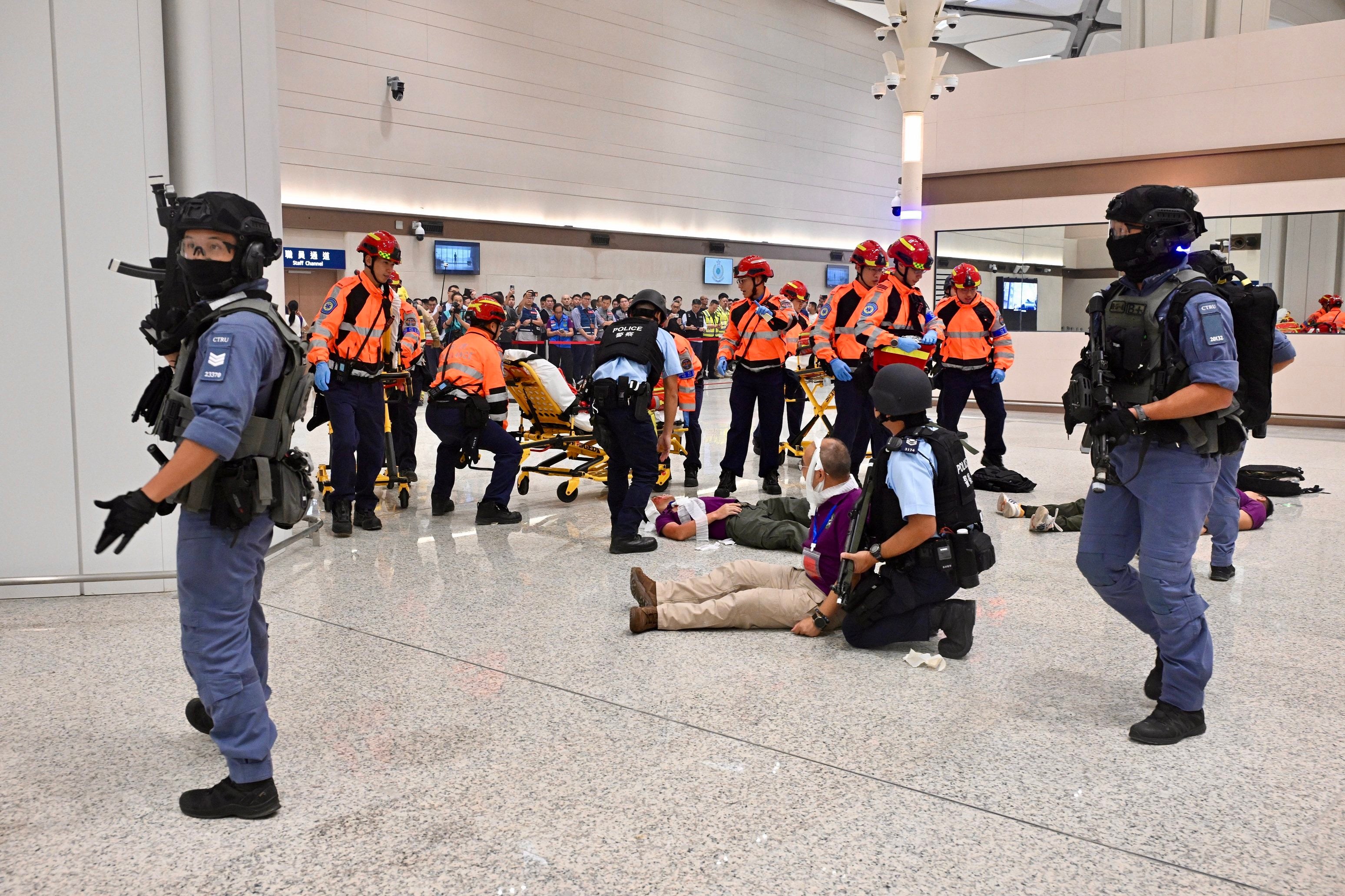 The exercise also simulated a scenario in which extremists launched an attack and caused mass casualties. Photo: Handout