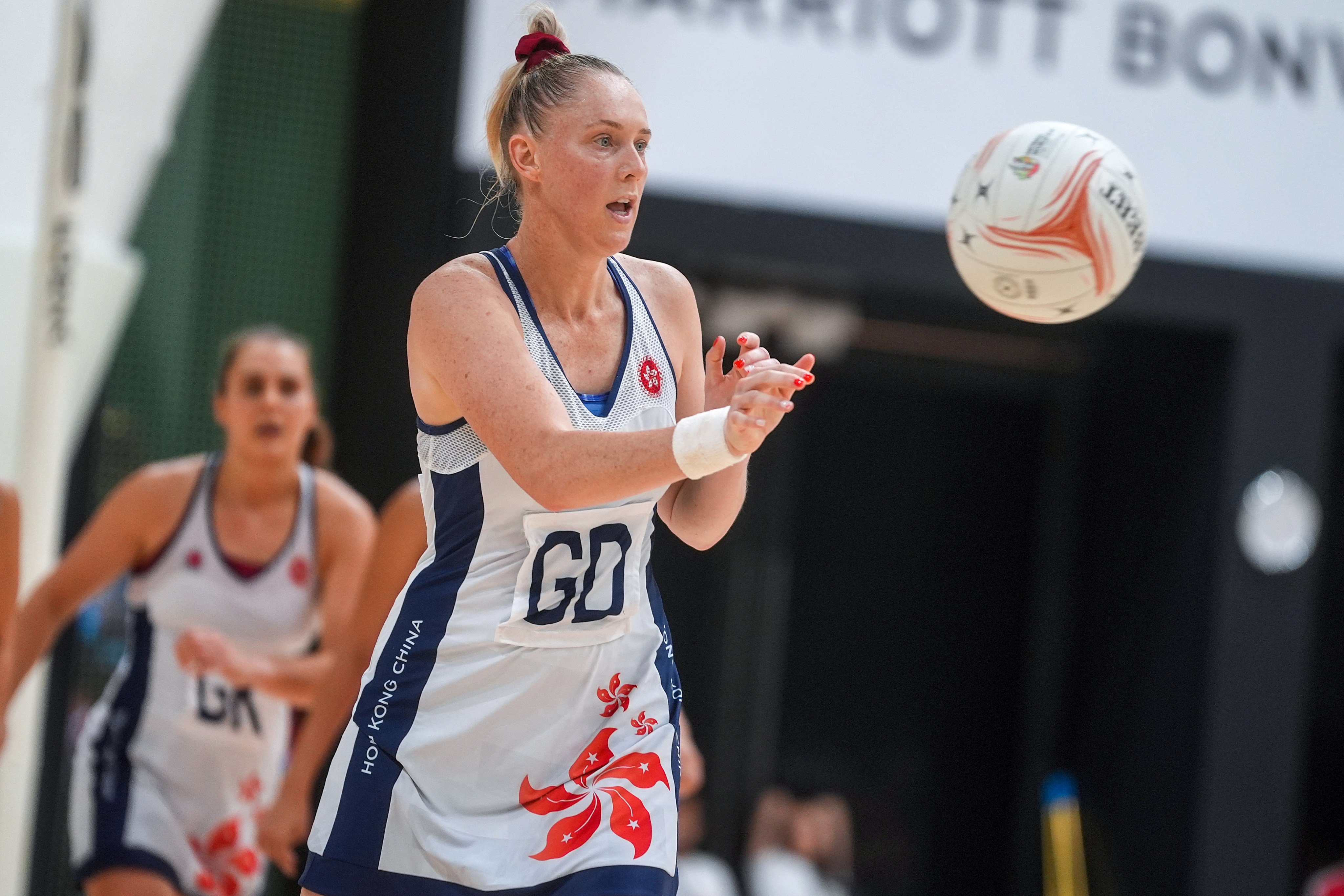 Hong Kong’s Zanne-Marie Pienaar did not let losing the final on Saturday in the Asian Netball Championships to Singapore subdue the celebrations over ending a 24-year wait to be back in the World Cup. Photo:  Elson Li