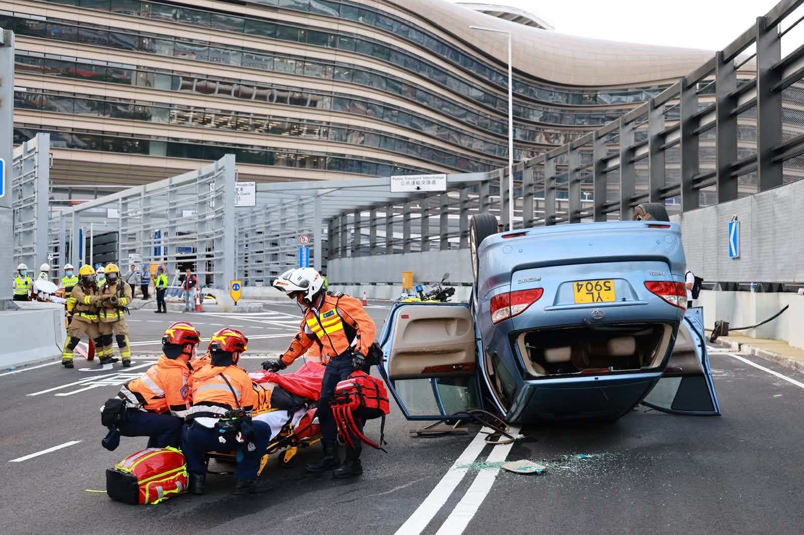 Another exercise tested the response to a simulated serious traffic accident. Photo: Security Bureau