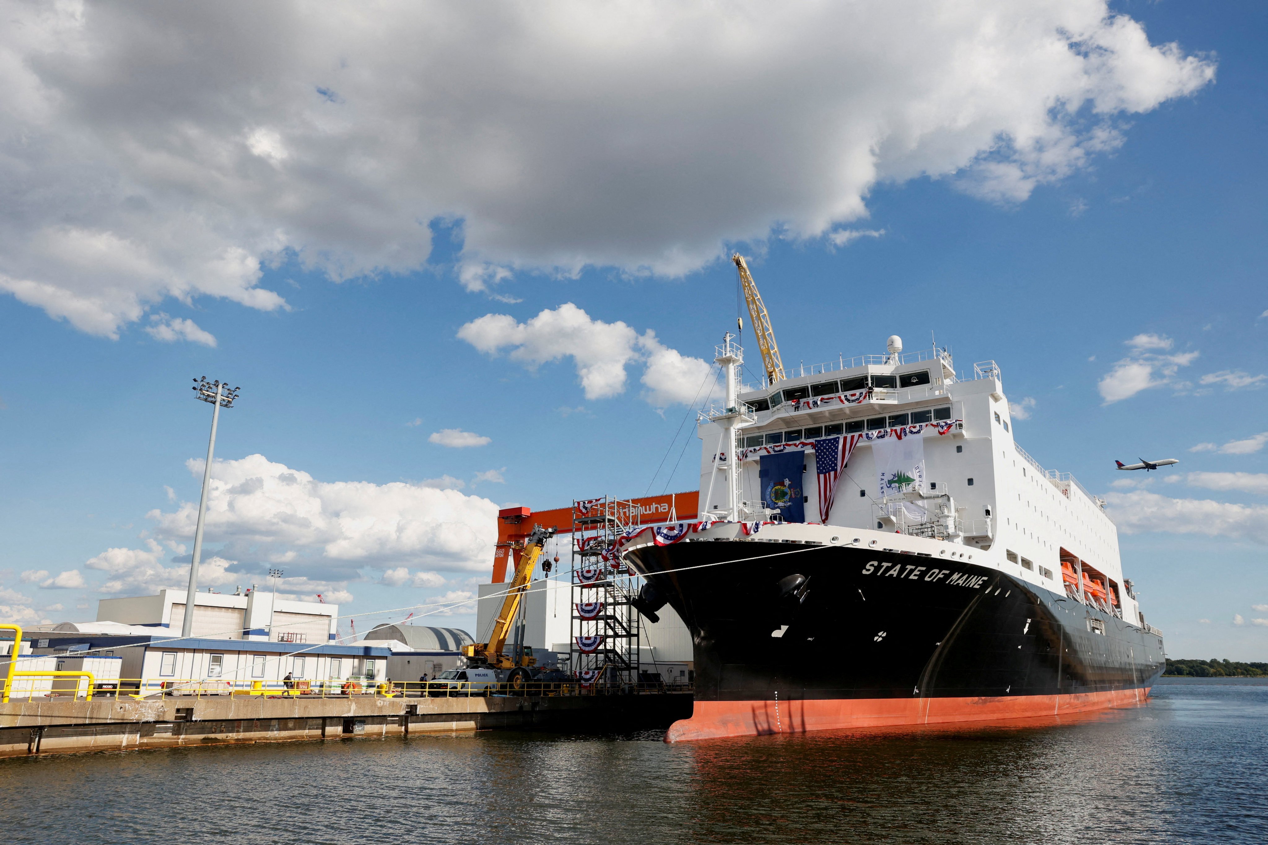 National security multimission vessel State of Maine is prepared for launch at Hanwha Philly Shipyard in Philadelphia on August 26, 2025. Photo: Reuters