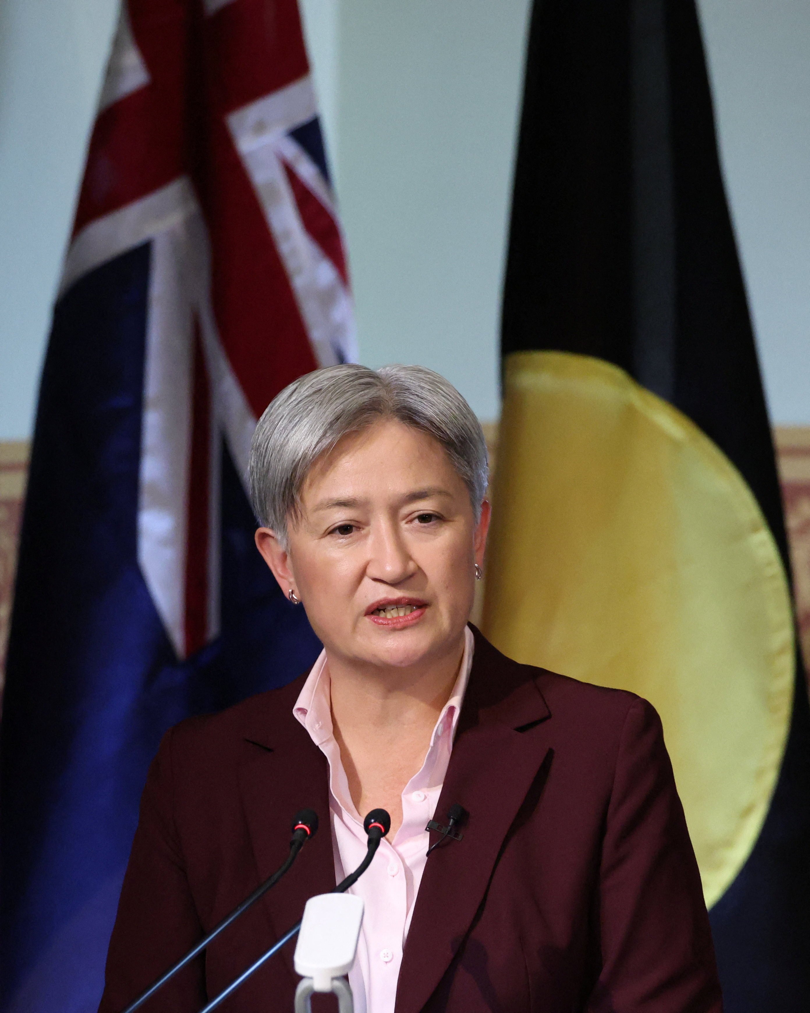 Australia’s Foreign Minister Penny Wong delivers the Allan Gyngell Lecture at the Lowy Institute in Sydney, Australia, on Friday. Photo: Reuters