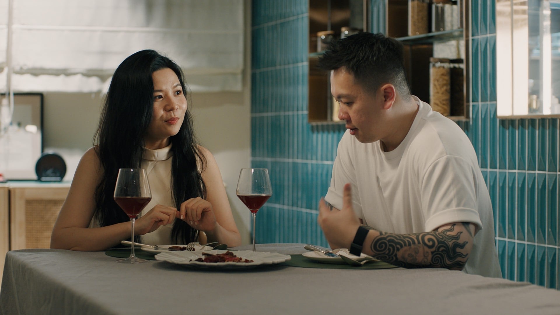 Katy Ou (left), founder of local kombucha brand Boozy Brew, and Kevin Law, chef and founder of Cafe Cheri, meet to discuss how kombucha can be paired with Cafe Cheri’s Chinese-French fusion cuisine.