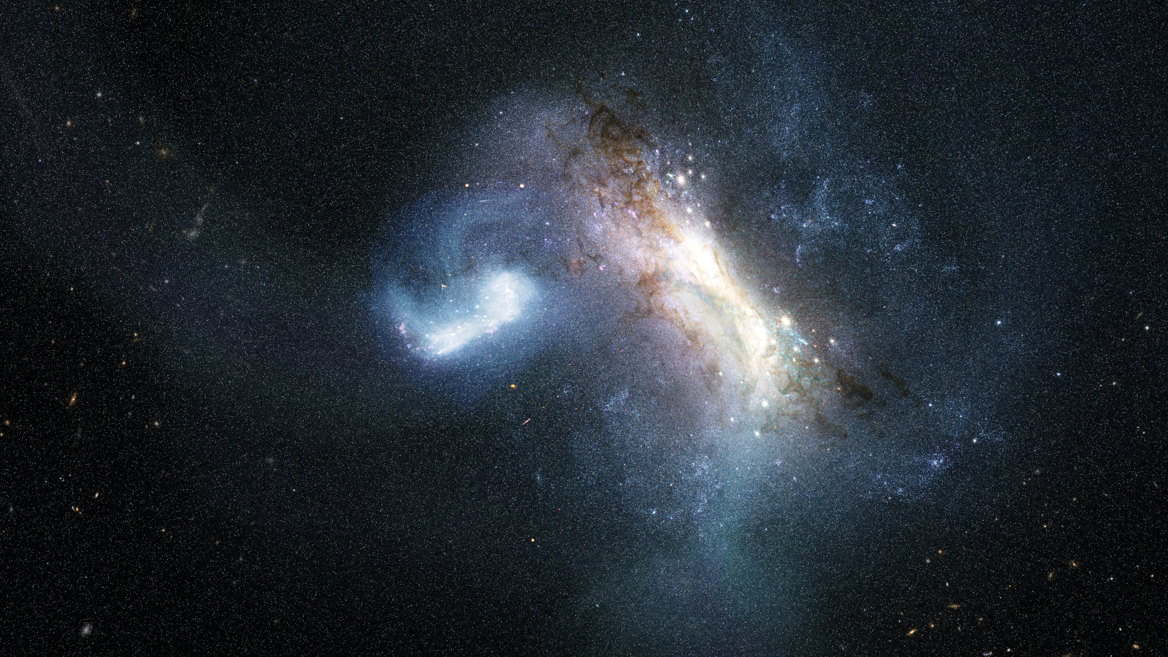 The collision about 11.8 billion years ago, when a dwarf galaxy known as LKH collided with the Milky Way and merged with it, appears in an artist’s concept released on Tuesday. Photo: Handout via Reuters