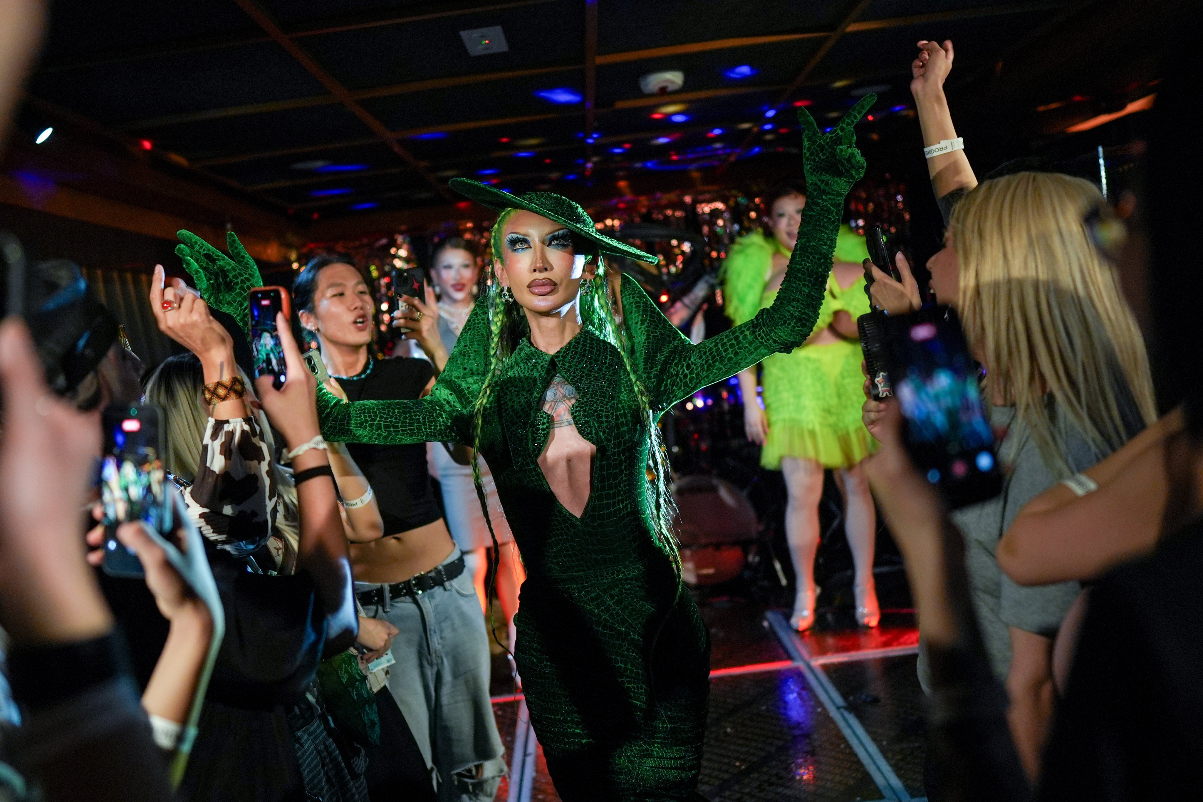 Drag artist Kudos (Lian Longqing) performs during “House of Linglong: Drag Tour – Hong Kong” at Eaton HK in August 2026. Despite censorship in mainland China, the collective showcases drag artistry in the country. Photo: Elson Li
