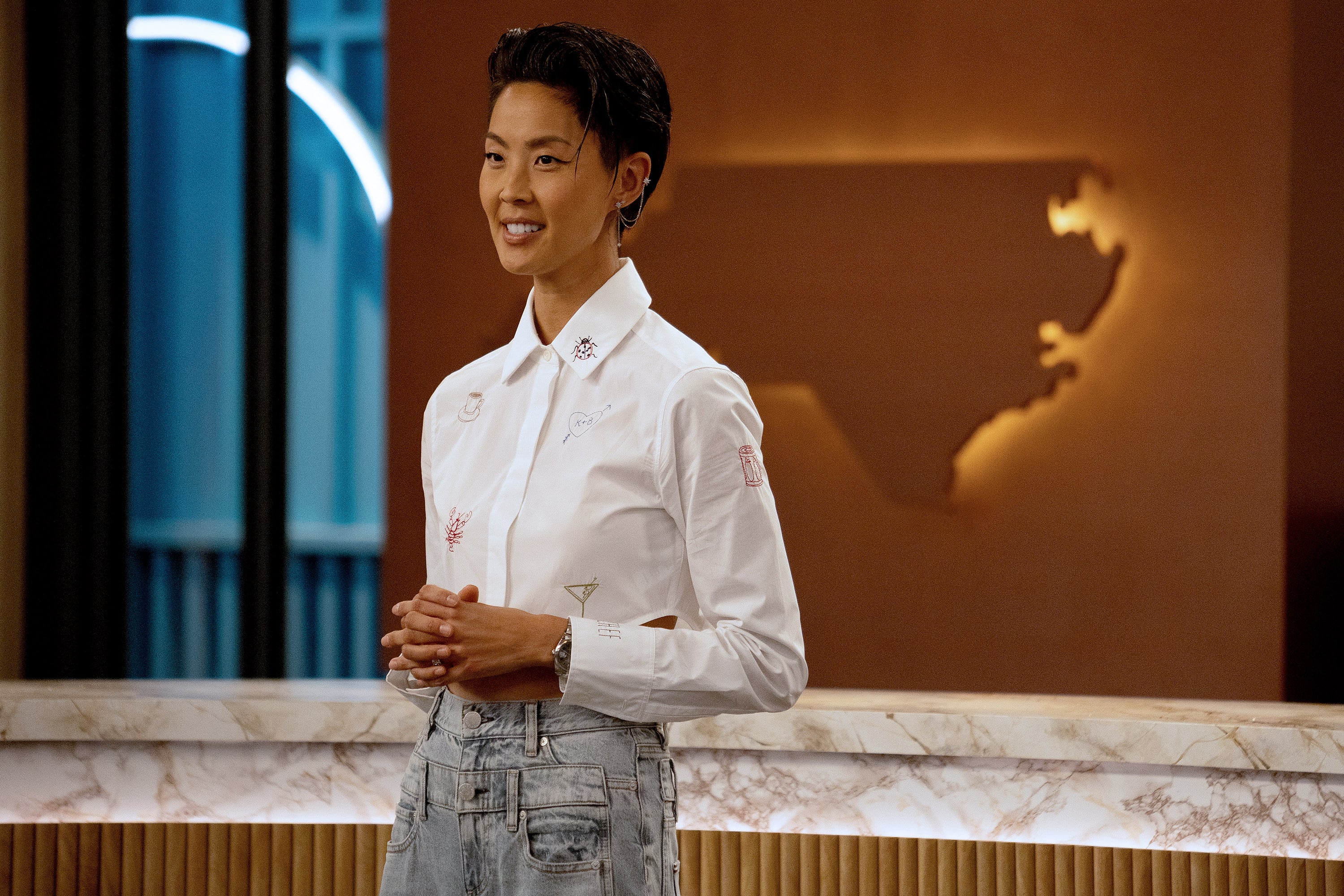 Kristen Kish in a still from season 23 of Top Chef. The host talks about her approach to the show and reflects on this season’s most talked-about moments. Photo by: Paul Cheney/Bravo via Getty Images