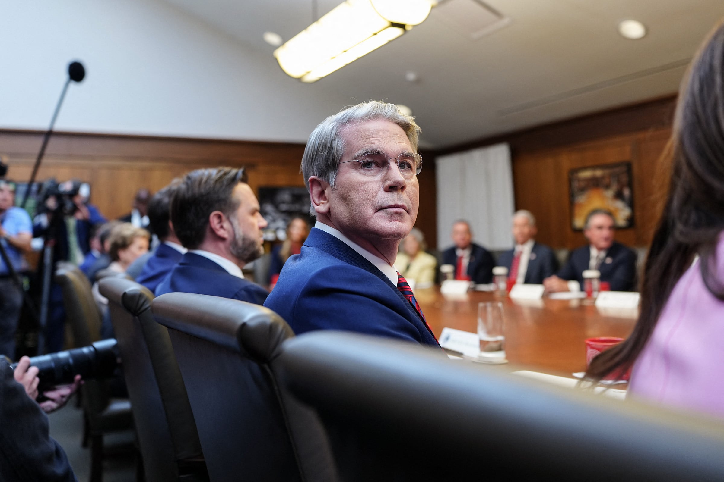 US Treasury Secretary Scott Bessent at a cabinet meeting at Camp David, Maryland, on July 31. Photo: AFP via Getty Images/TNS