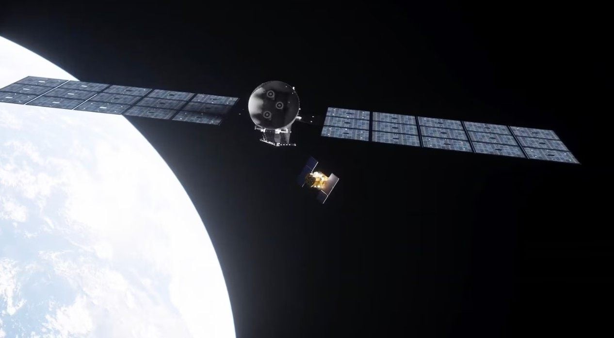 The Katalyst robotic spacecraft and Nasa’s Swift telescope are depicted in an artist’s concept. Image: Nasa