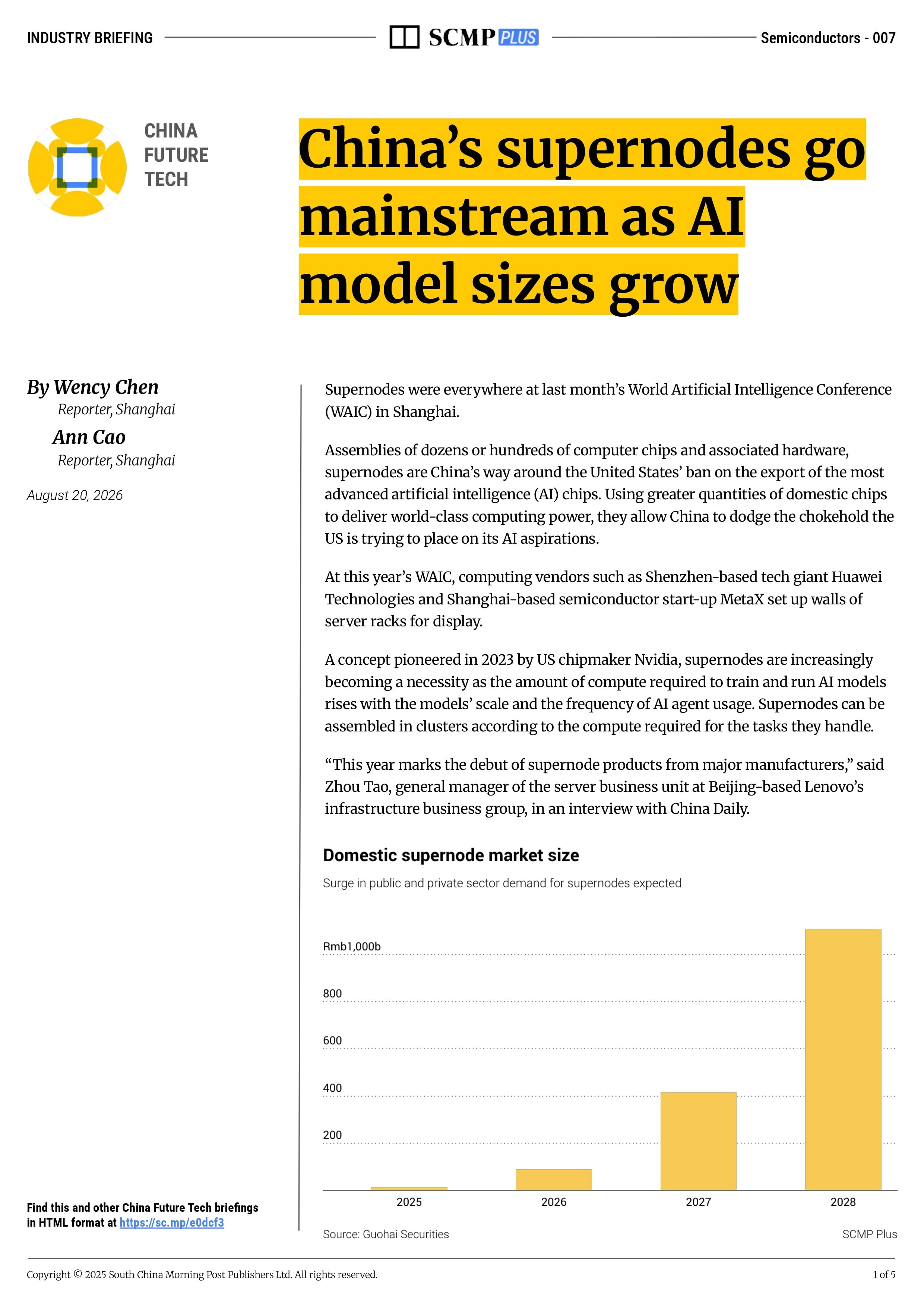 China’s supernodes go mainstream as AI model sizes grow