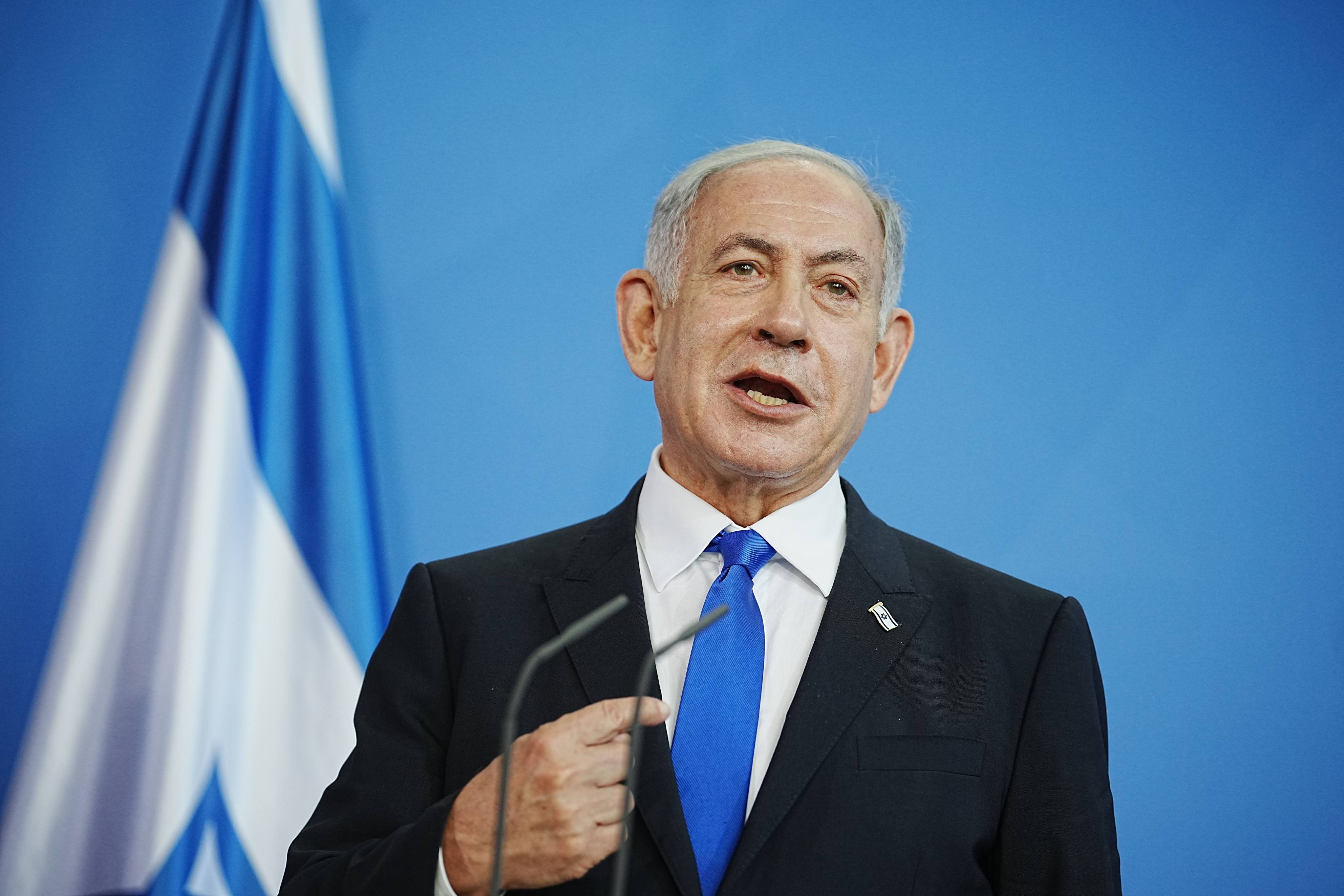Israeli Prime Minister Benjamin Netanyahu speaks during a press conference in Berlin in March 2023. Photo: dpa