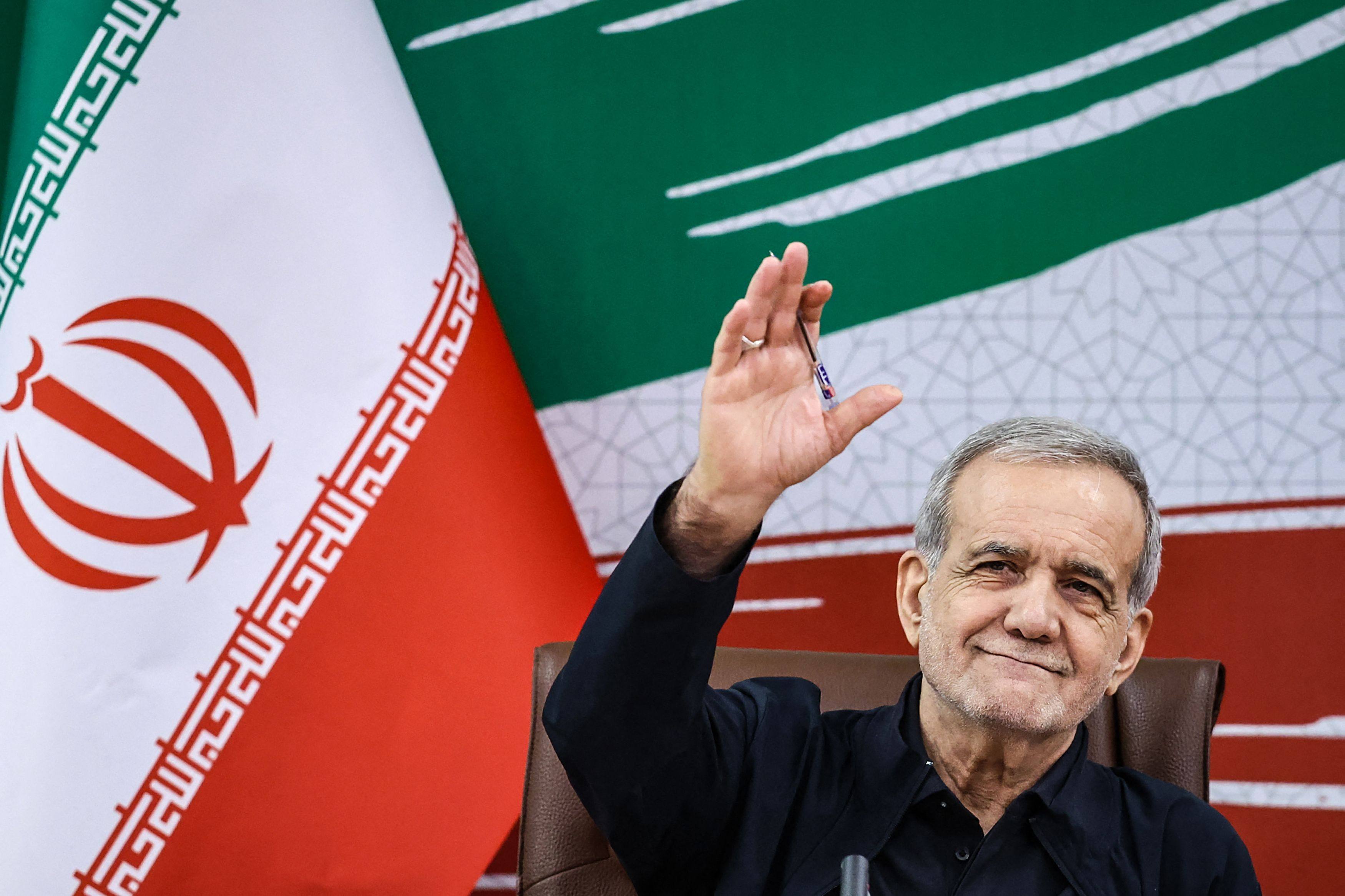 Iran’s President Masoud Pezeshkian attends press conference in Tehran, on August 8, 2026. Photo: AFP