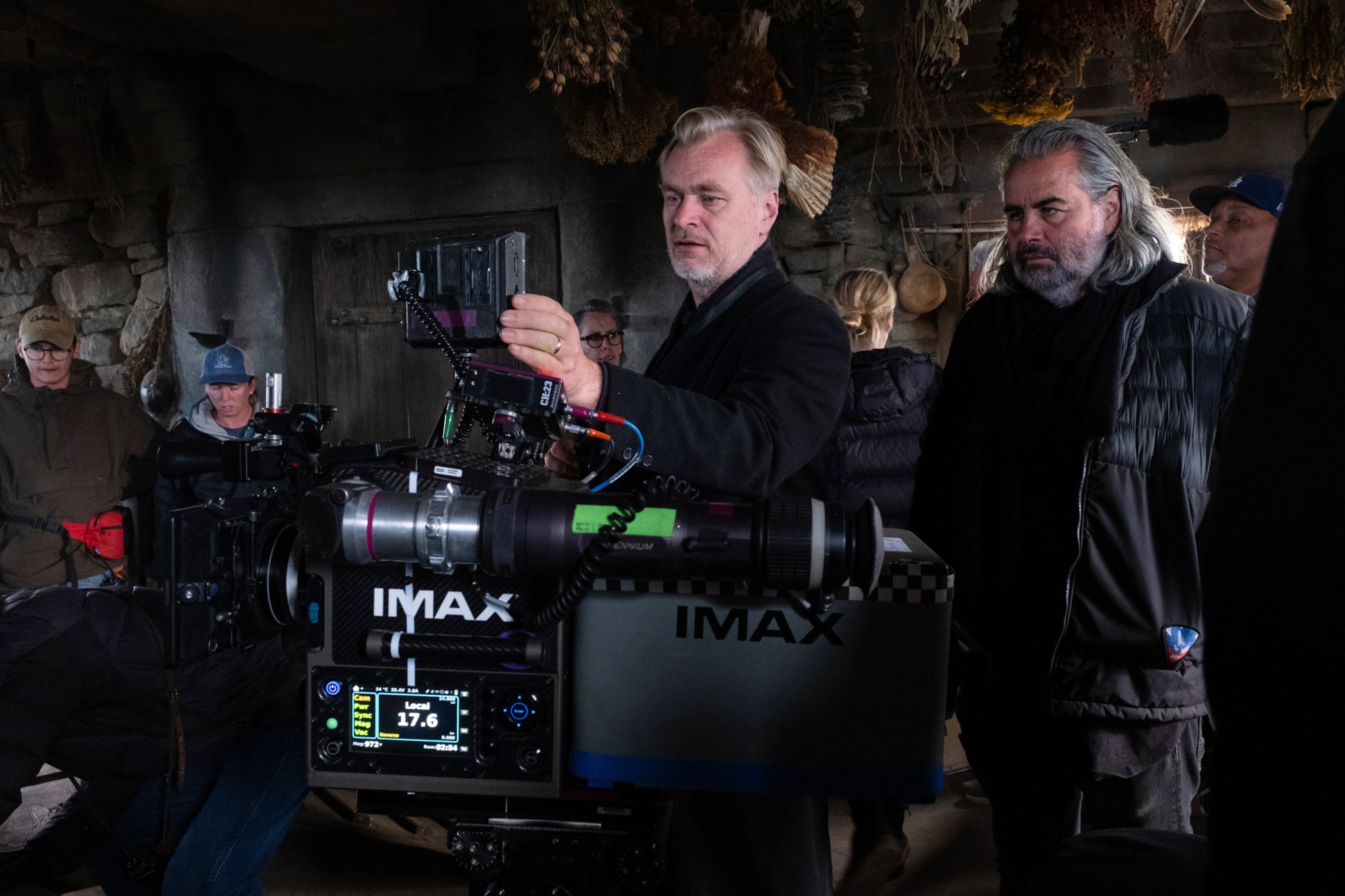 The image above features director Christopher Nolan, centre, flanked by cinematographer Hoyte van Hoytema, right, during the production of “The Odyssey.” Photo: Melinda Sue Gordon/Universal Pictures via AP The image above features director Christopher Nolan, centre, flanked by cinematographer Hoyte van Hoytema, right, during the production of “The Odyssey.” Photo: Melinda Sue Gordon/Universal Pictures via AP