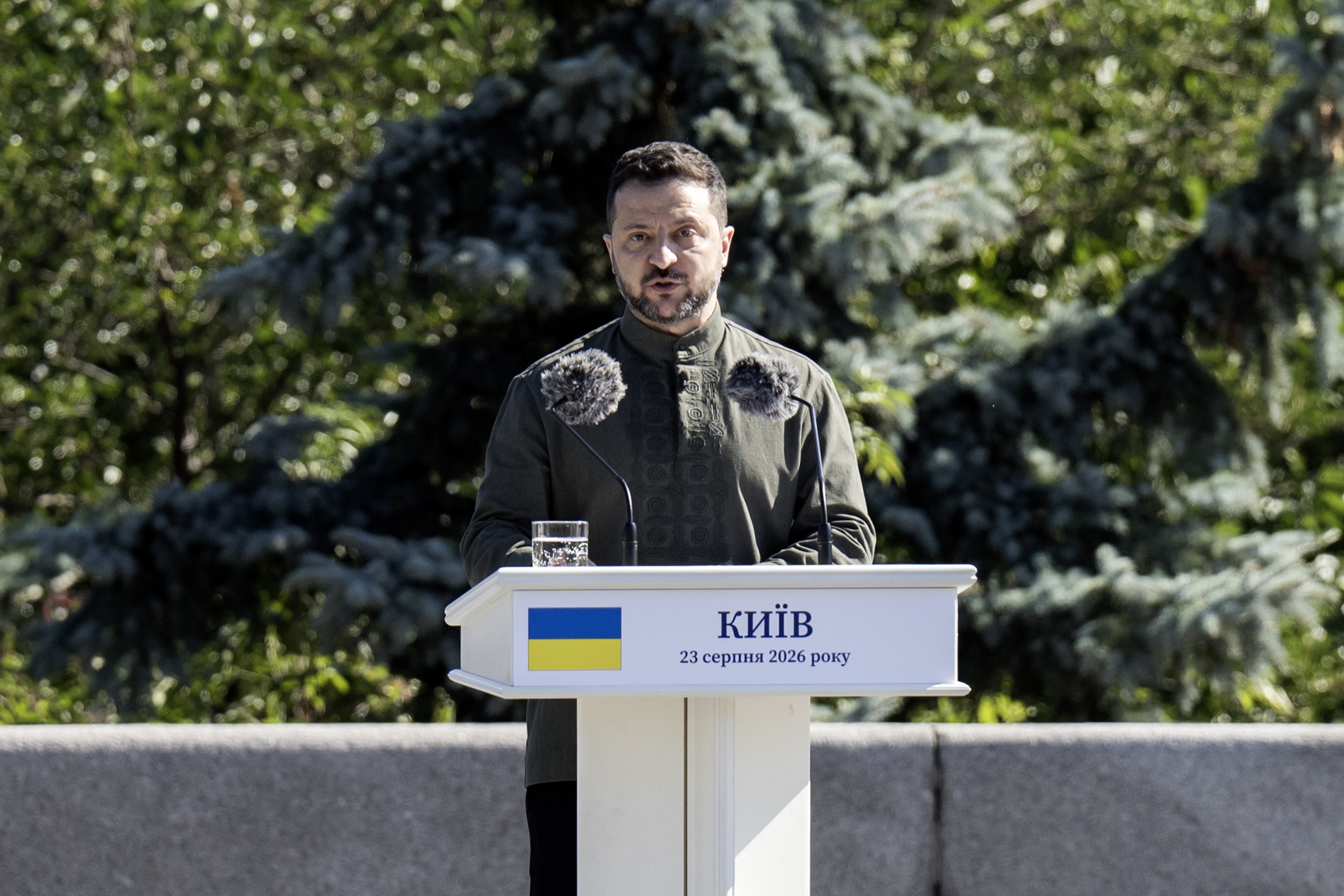 Ukrainian President Volodymyr Zelensky in Kyiv, Ukraine on Sunday. Photo: EPA