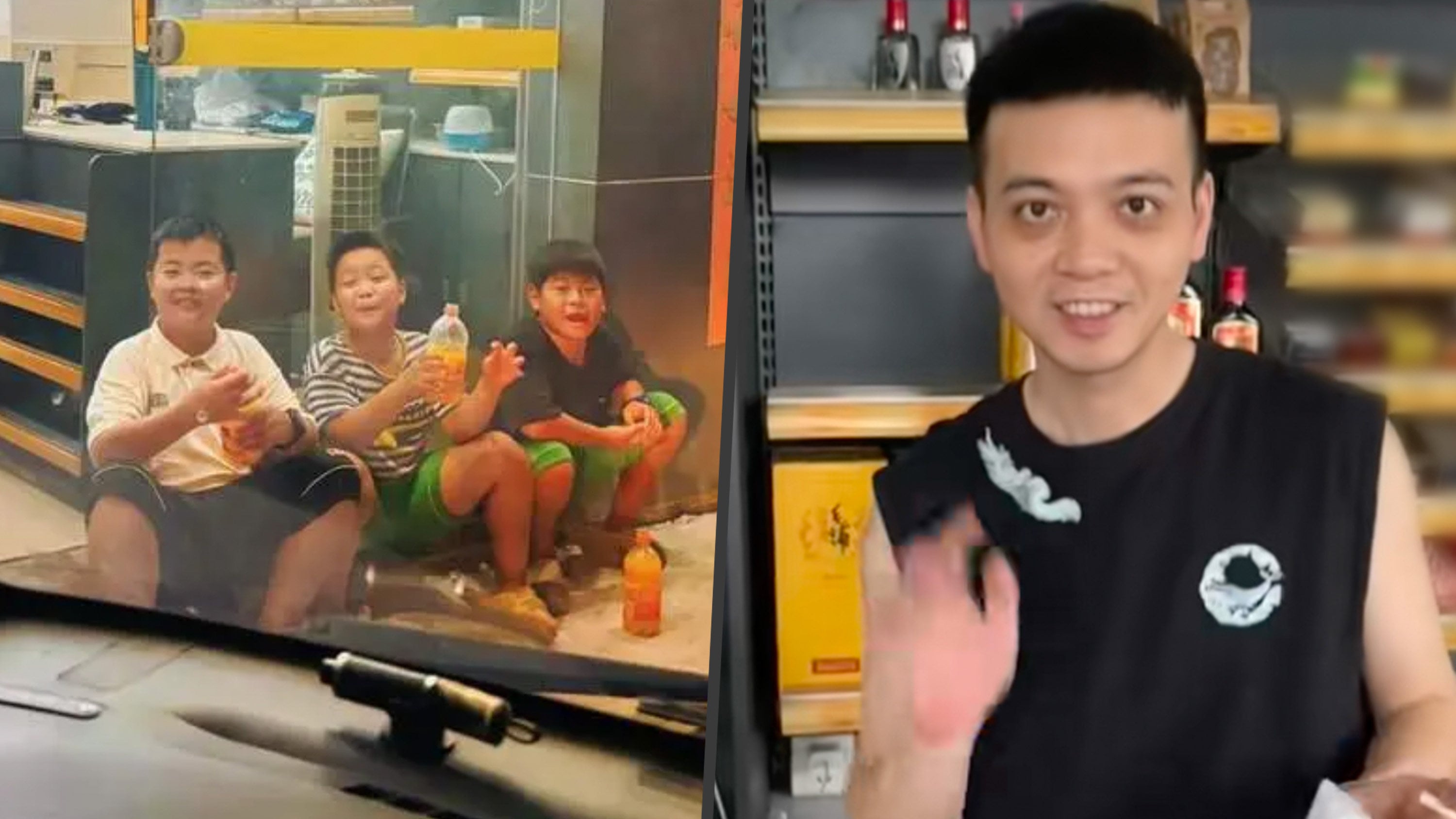 After learning about their neighbourhood store’s impending closure, three young boys pooled their resources, contributing a total of 10.5 yuan (US$1.5) to help the owner. Photo: SCMP composite/Douyin