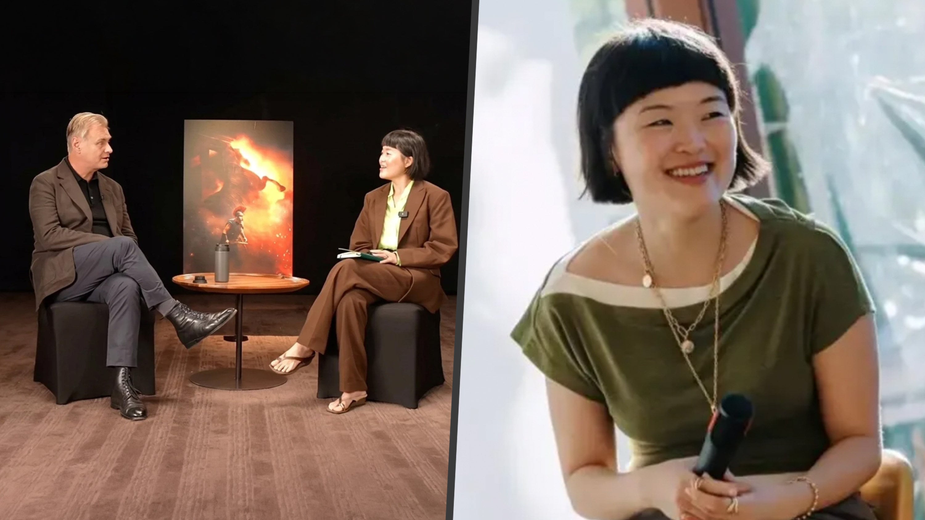 Chinese PhD student Zhongshu achieved international acclaim for her interview with filmmaker Christopher Nolan, but she now finds herself embroiled in plagiarism allegations. Photo: SCMP composite/Bilibili/QQ.com