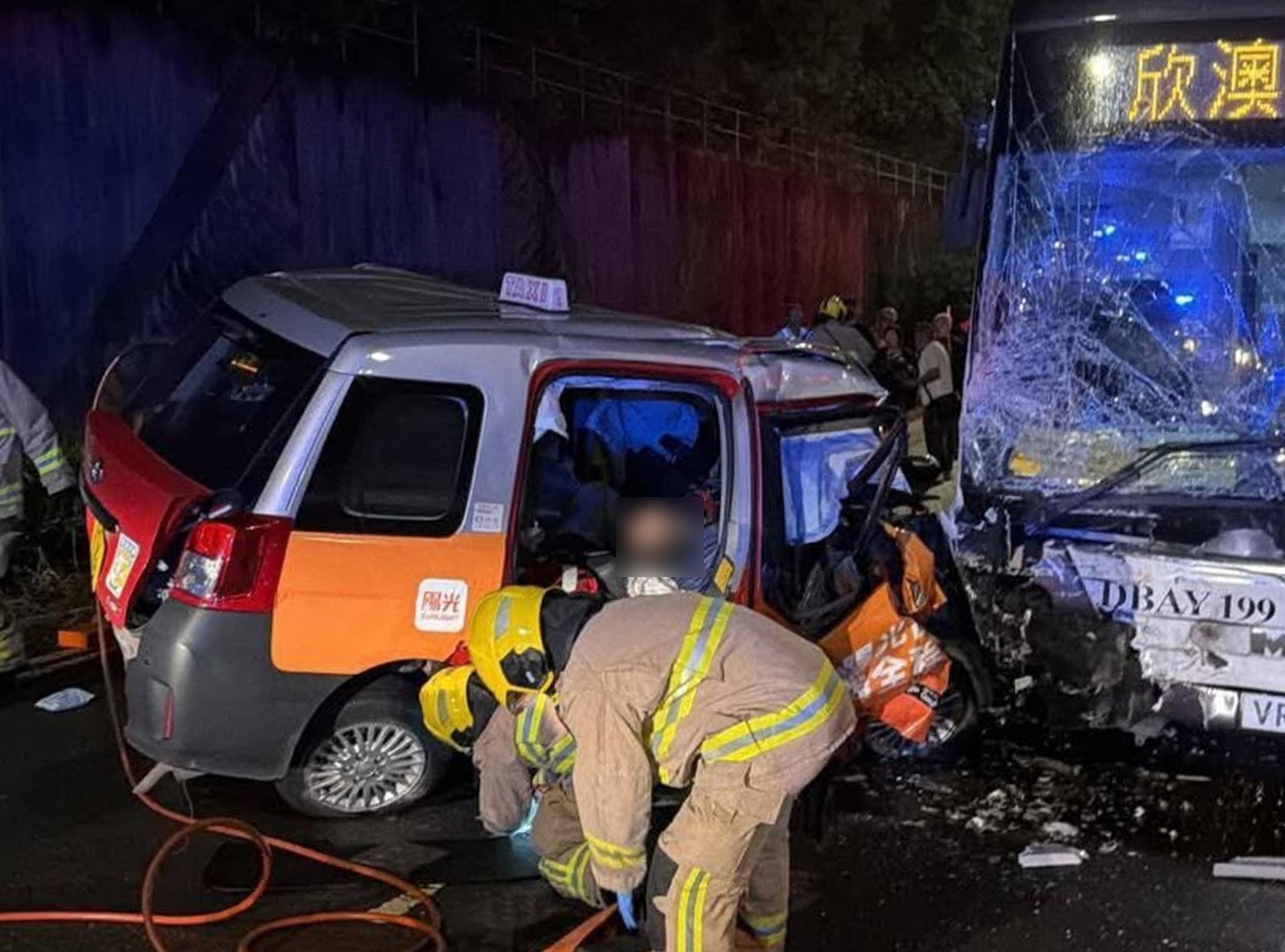 The cab driver was left trapped in his vehicle immediately after the crash. Photo: Handout