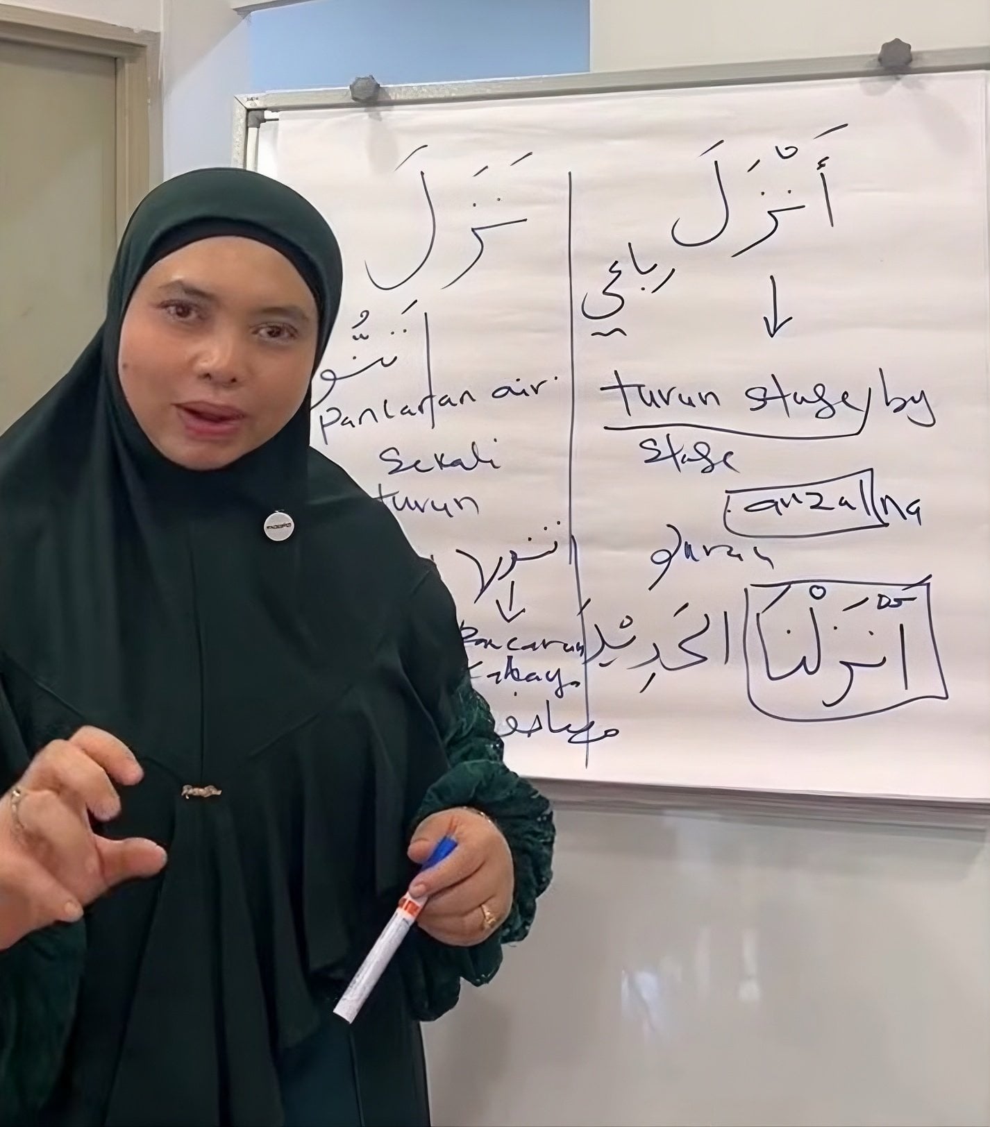 Controversial Malaysian academic Solehah Yaacob seen in a still from a live-streamed lecture. Photo: Facebook/profsolehah
